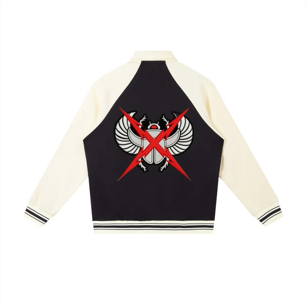 Contrast Raglan Sleeve Baseball Jacket