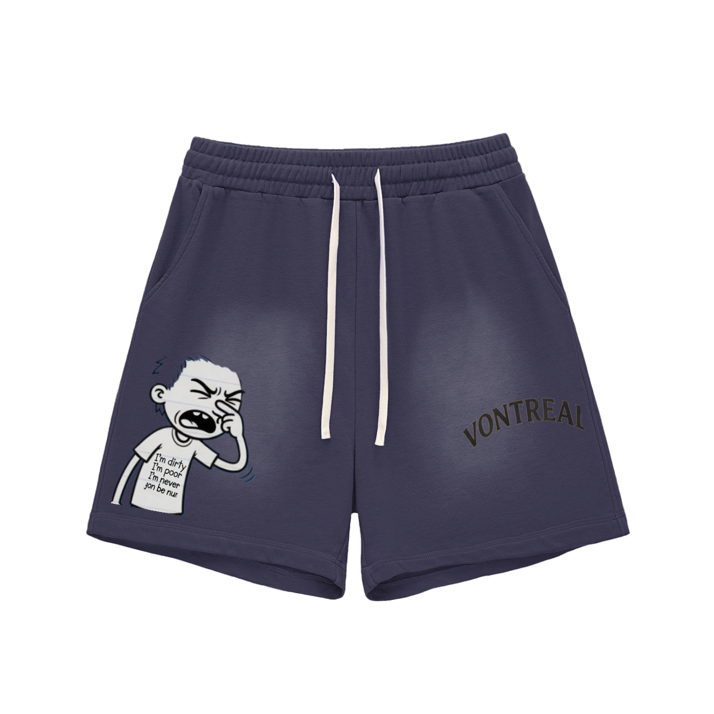 Sun Fade Raw Edge Cotton Shorts
