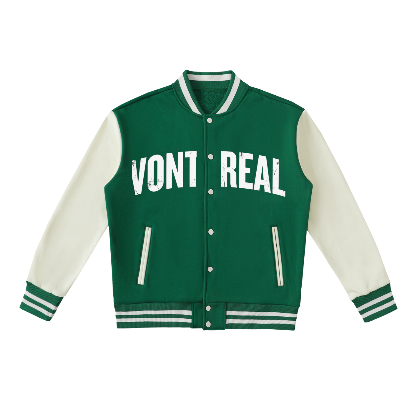 Two-Tone Fleeced Varsity Jacket