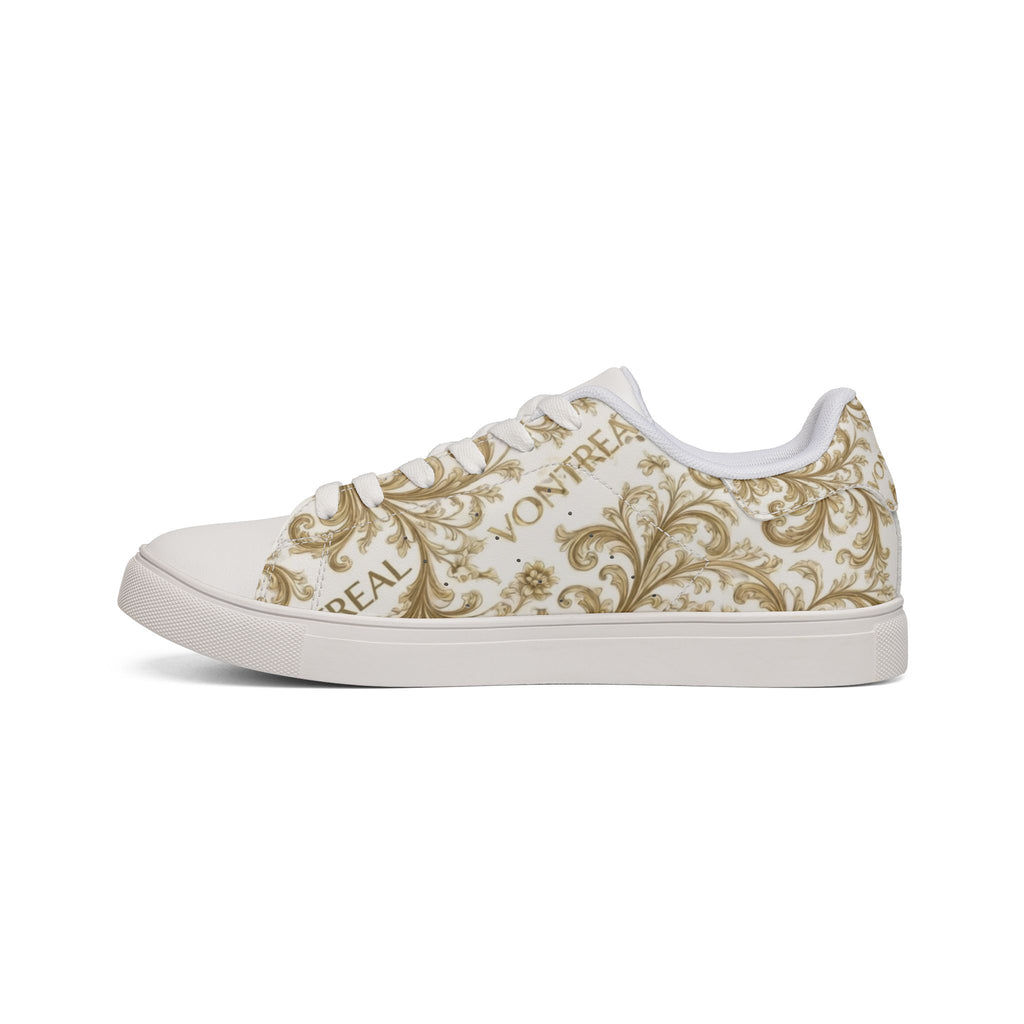 Leather Sneakers — Vintage Scroll Pattern "Montréal" Low-Top
