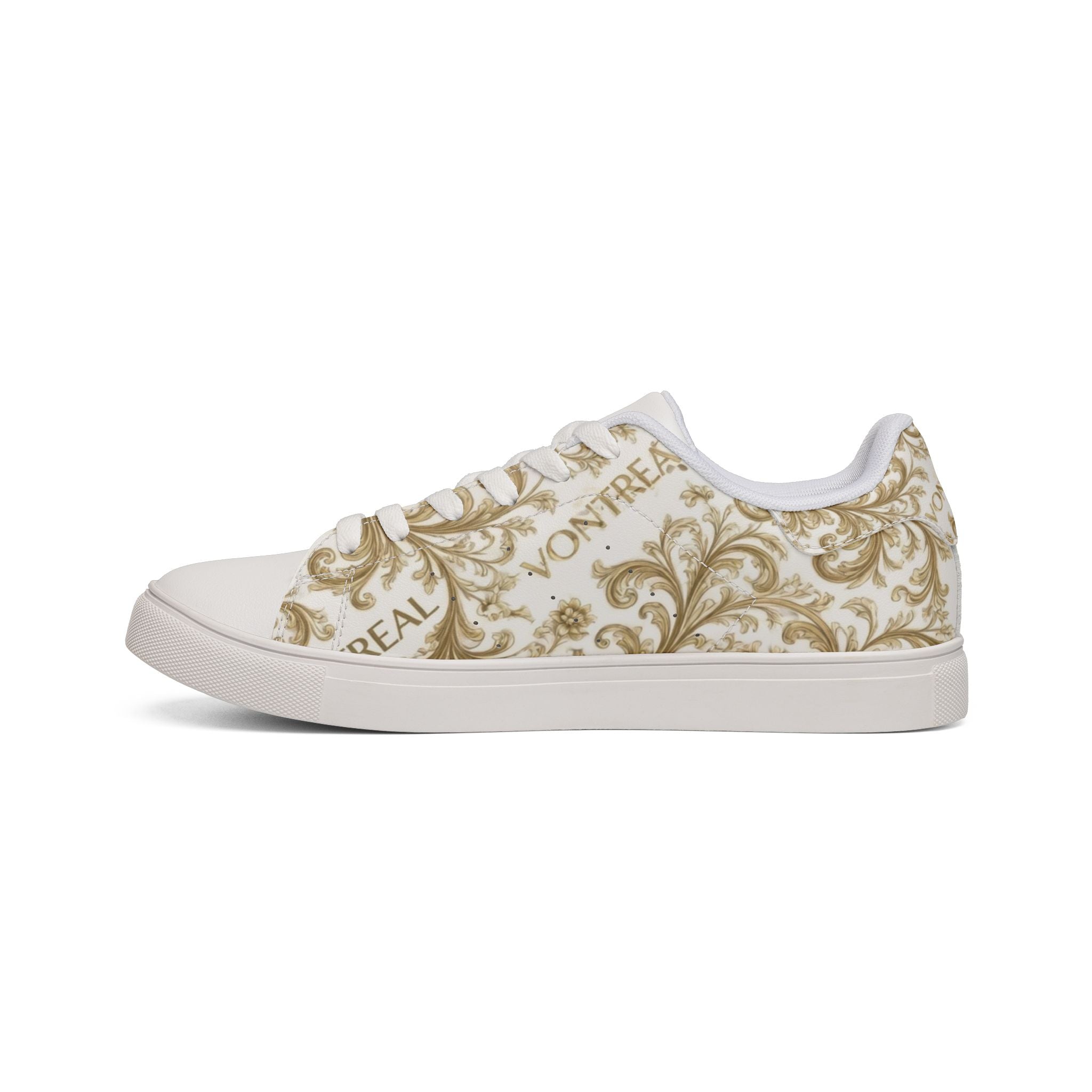 Leather Sneakers — Vintage Scroll Pattern "Montréal" Low-Top