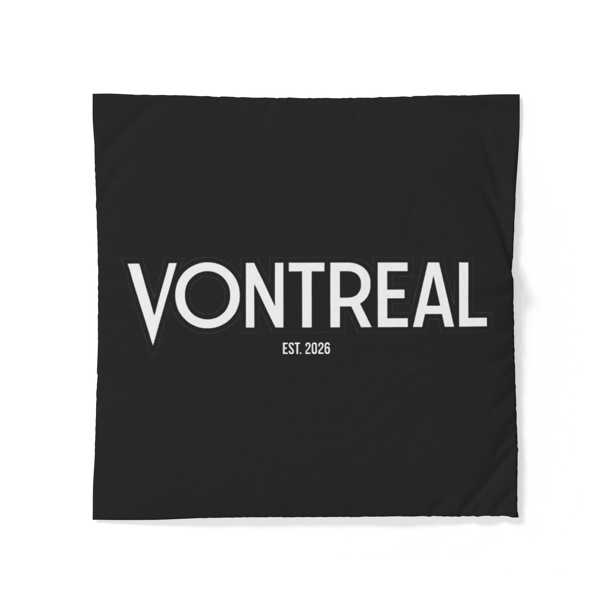 VONTREAL Cotton Duvet Cover — Minimal Black Typographic Design (Est. 2026)