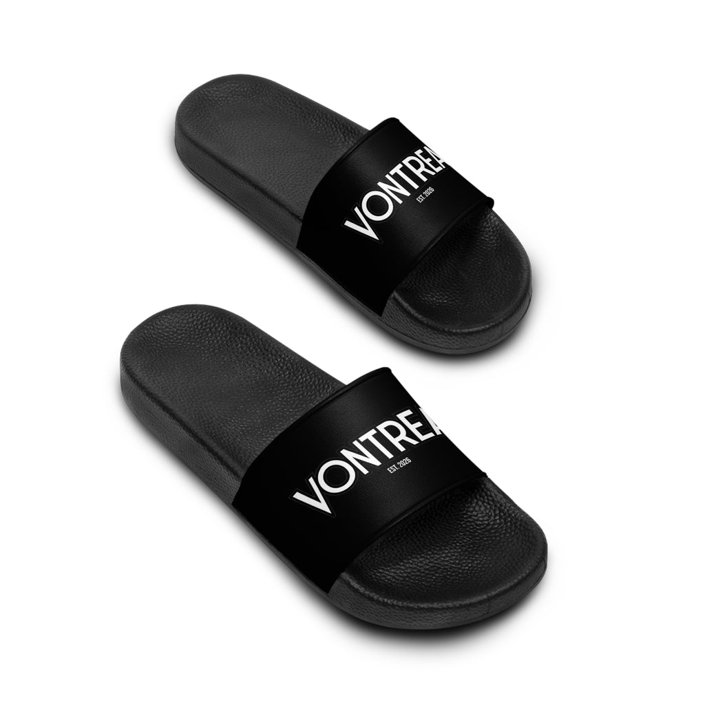 Women's Slide Sandals – Minimal Black 'VONTREAL' Logo Slides