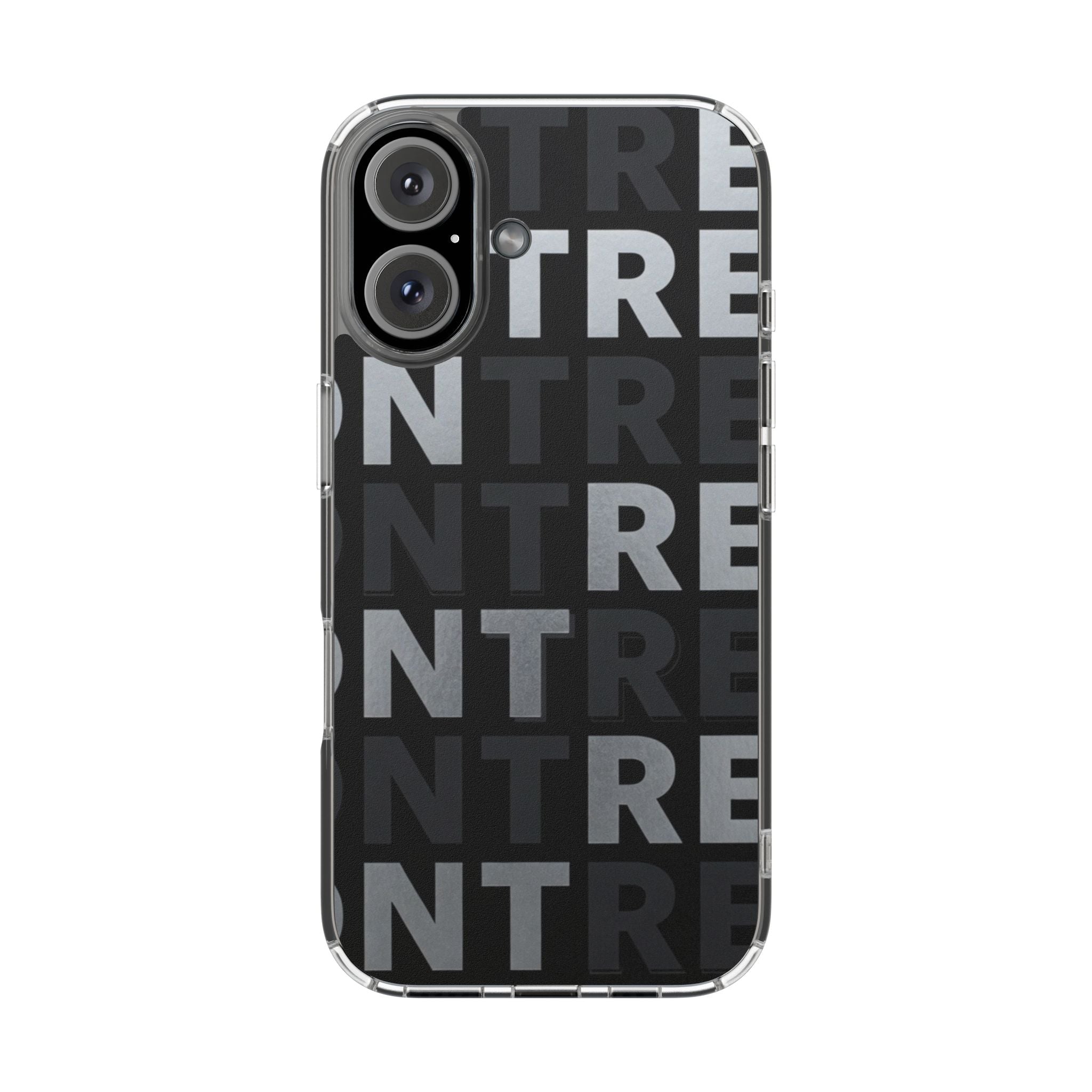 Clear Magnetic Phone Case — 'TREN' Repeating Typography, Impact-Resistant