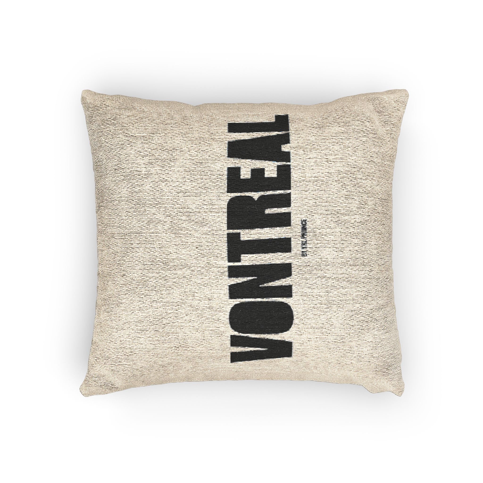 Montreal Woven Throw Pillow — Vintage Text City Decor