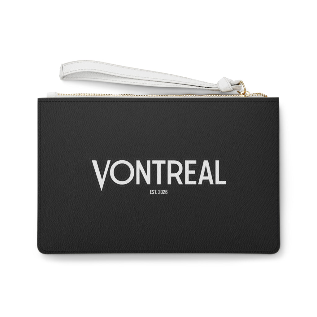 VONTREAL Logo Clutch Bag — Sleek Black Wristlet (Est. 2025)