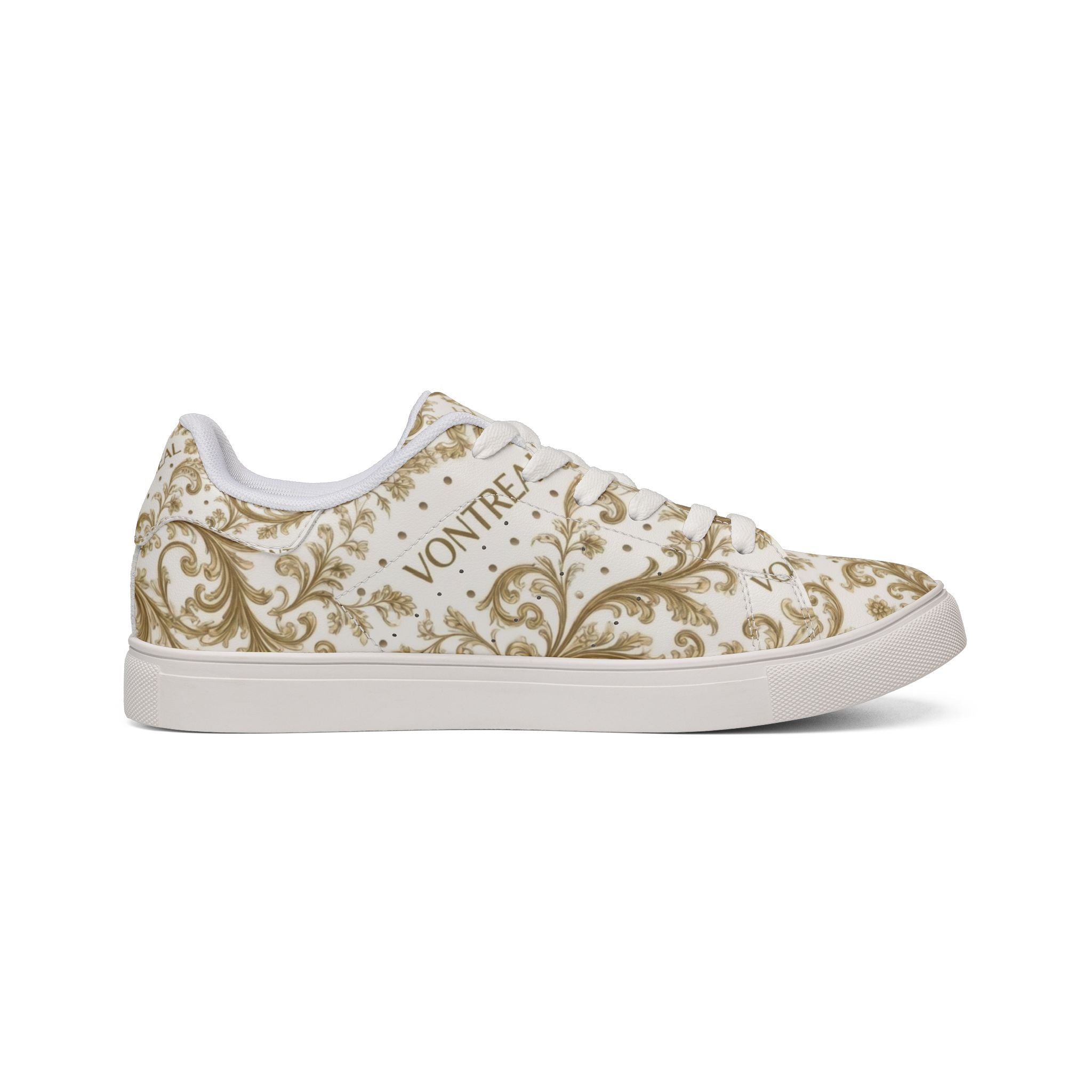 Leather Sneakers — Vintage Scroll Pattern "Montréal" Low-Top