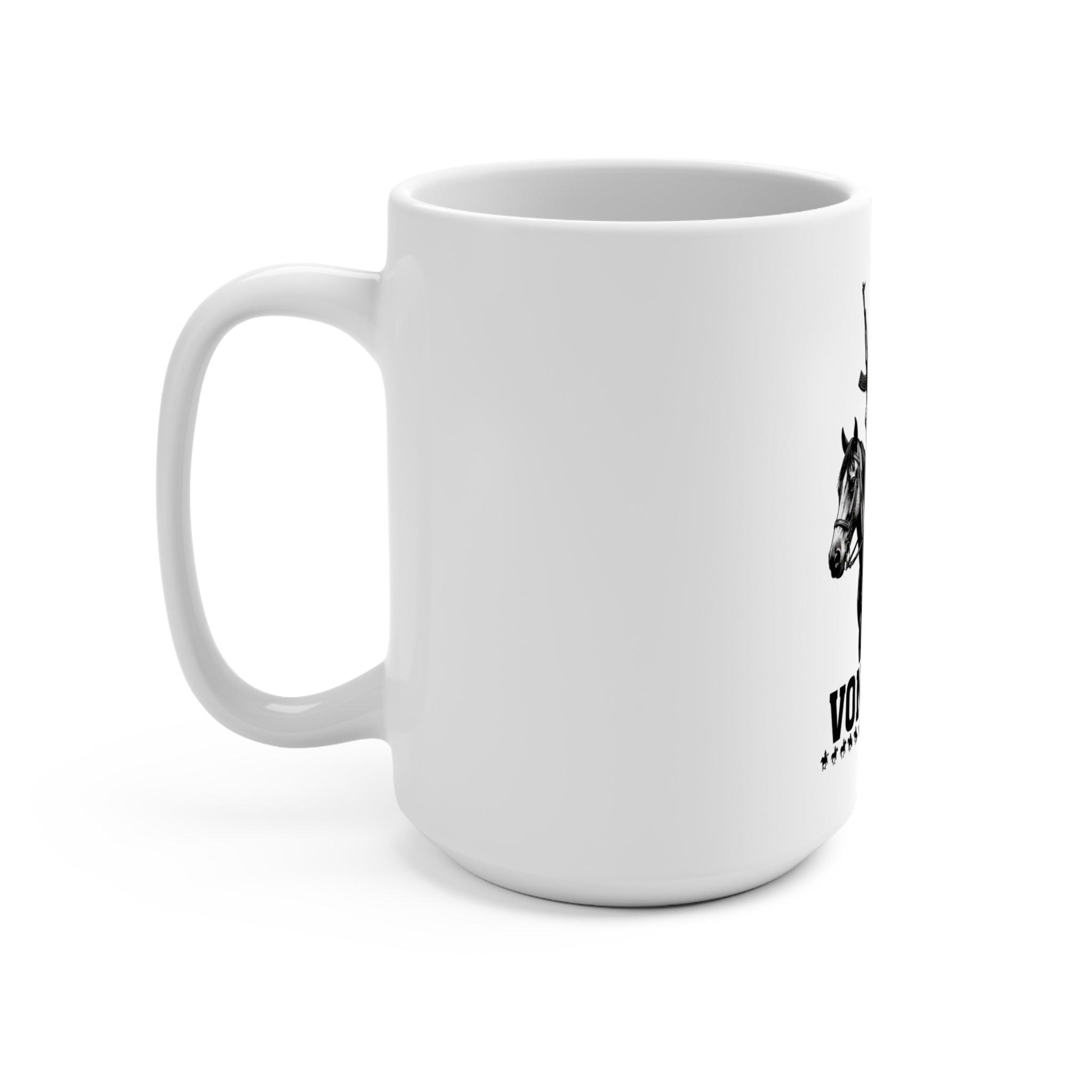 15oz Ceramic Mug — Vontreal Rider Design (Vintage Horseman with Rifle)