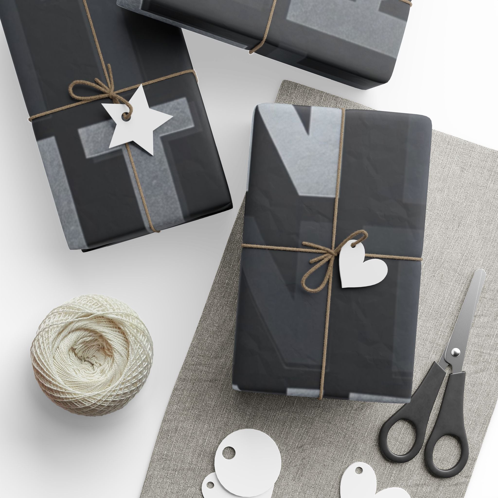 Montreal Typographic Wrapping Paper — Black & Gray City Word Pattern