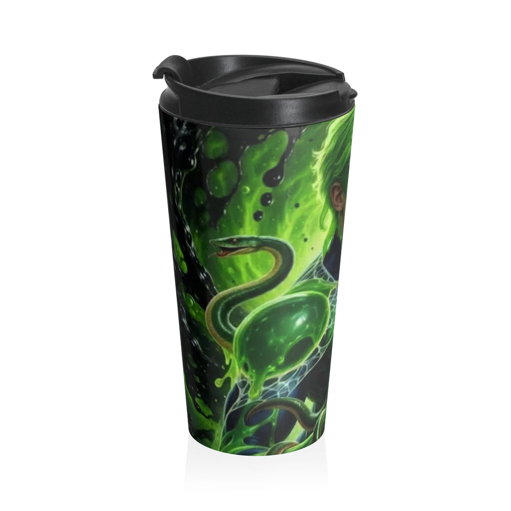 Green Energy Travel Mug — Neon Slime Character Stainless Steel Tumbler