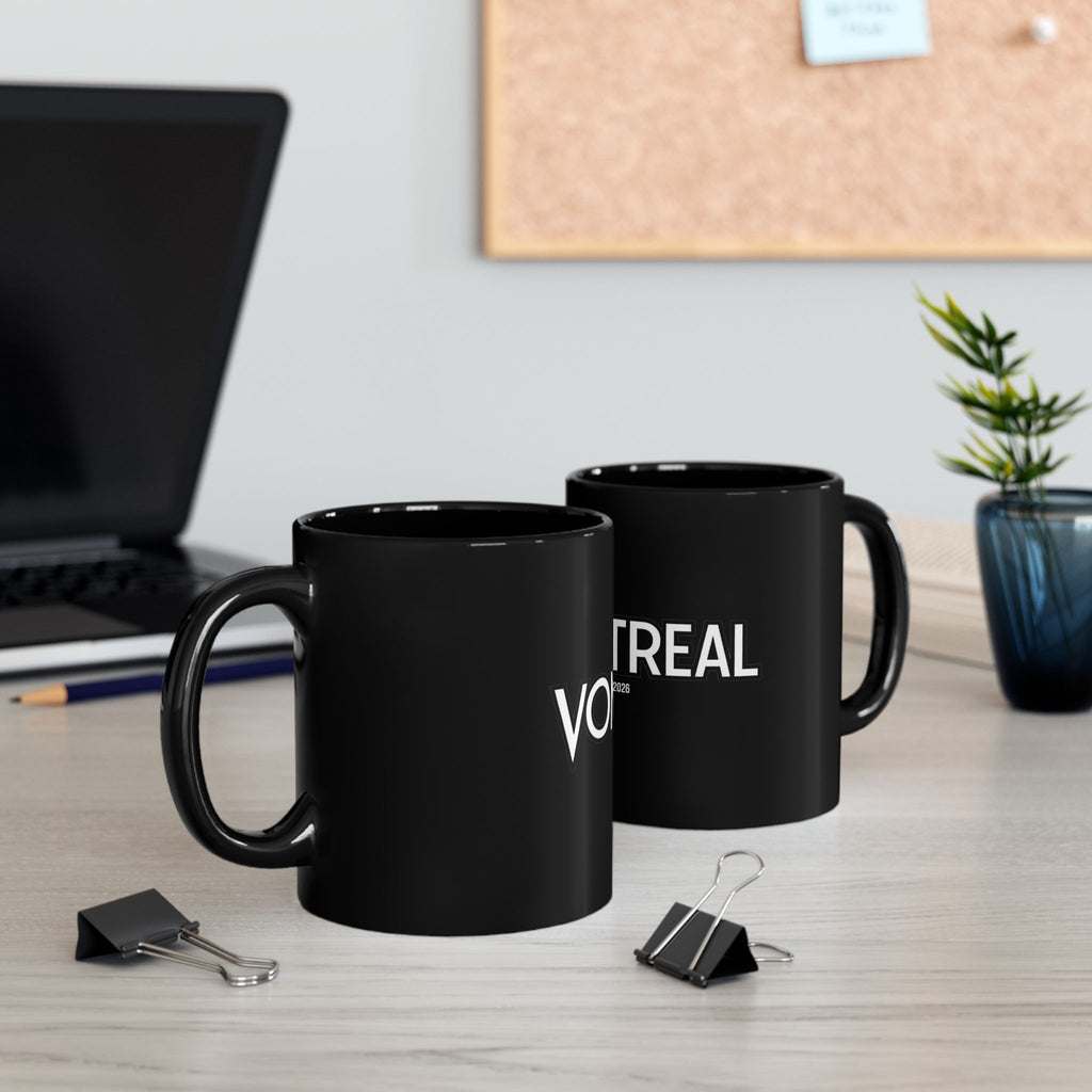 Vontreal Black Ceramic Mug — Minimal White Logo (Est. 2026)