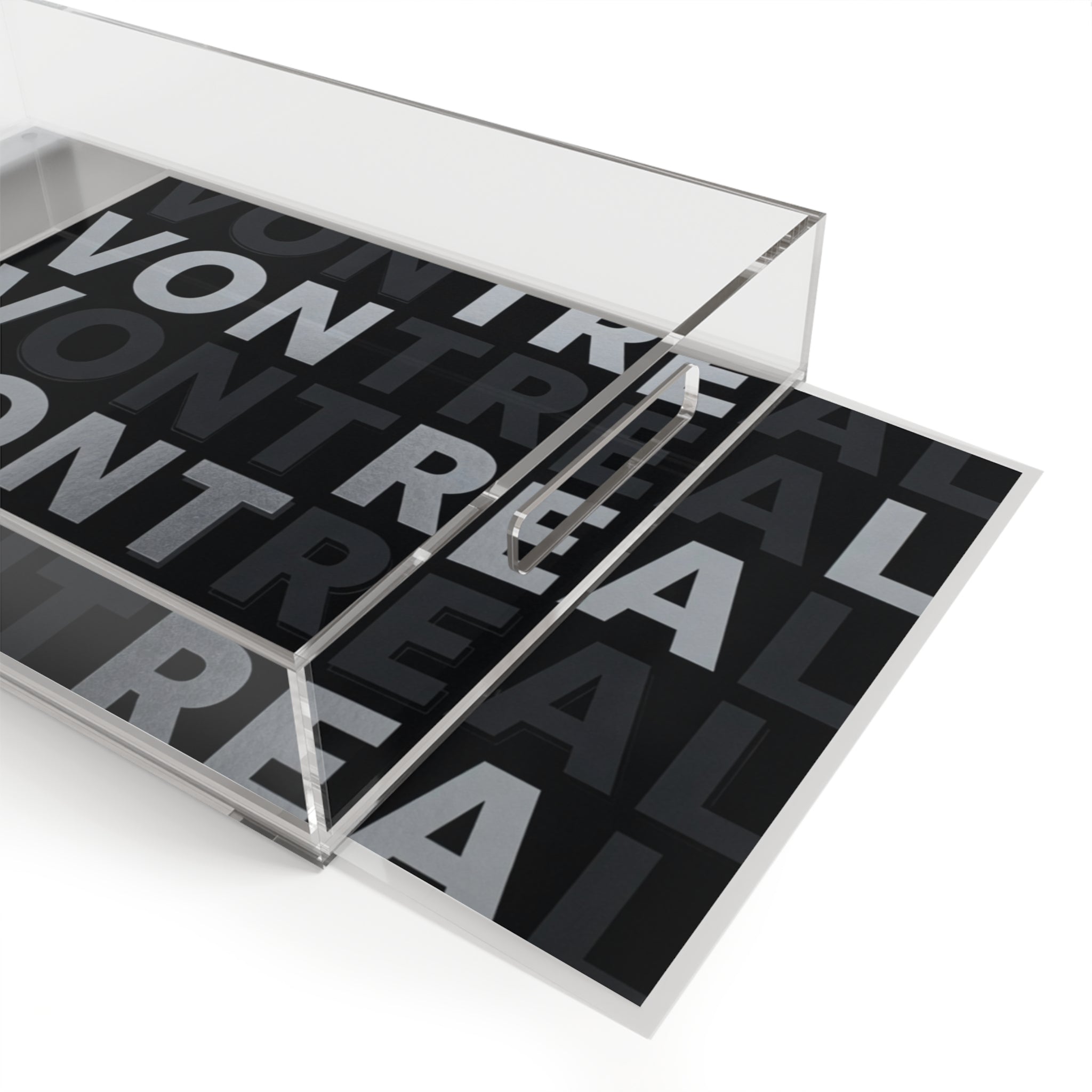 Von Treal Acrylic Serving Tray — Modern Black Typographic Home Bar Tray
