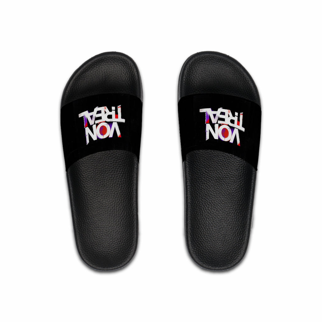 Slide Sandals — Bold 'VON TREAL' Black Pool Slides for Men, Casual Beach & Everyday Wear