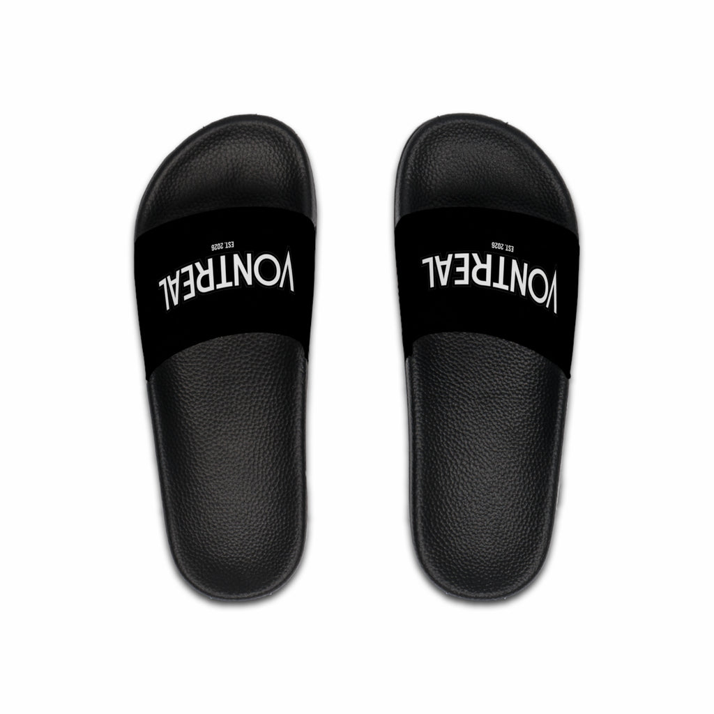 Montreal Men's Slide Sandals – Black Logo Pool Slides