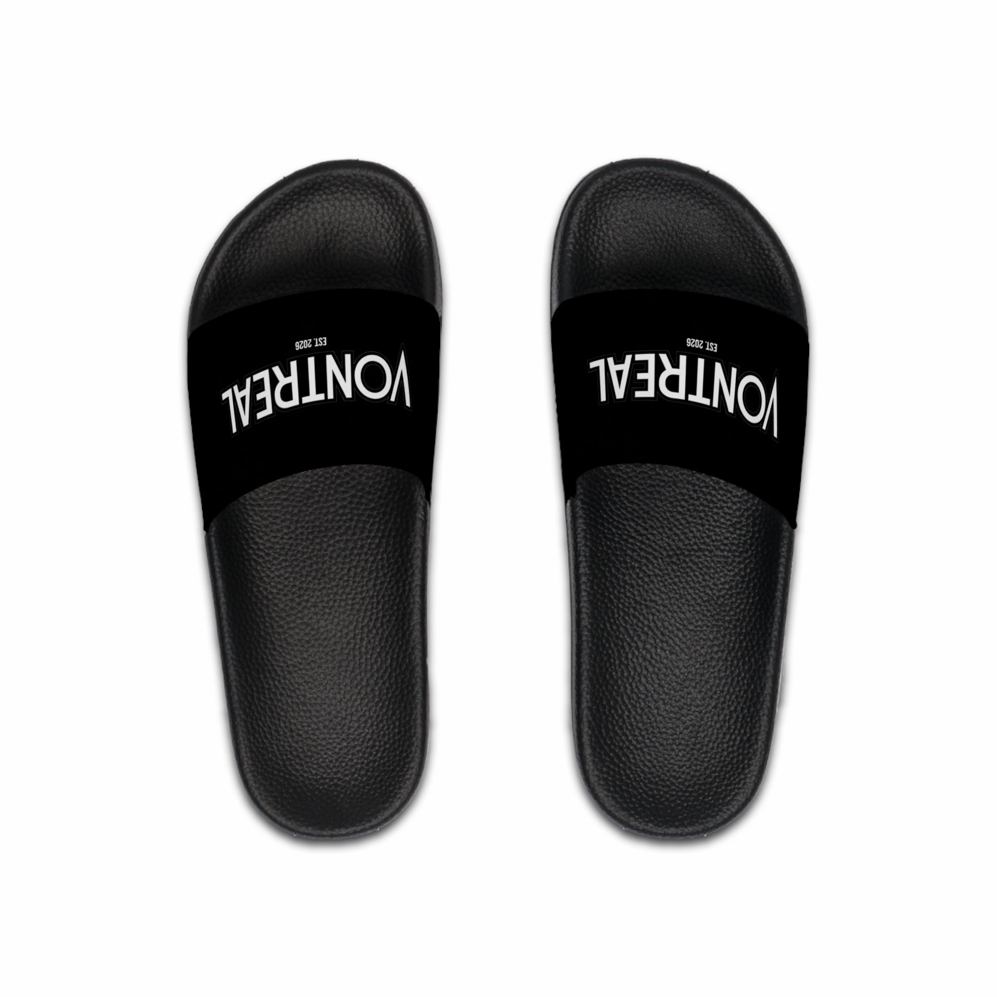 Montreal Men's Slide Sandals – Black Logo Pool Slides