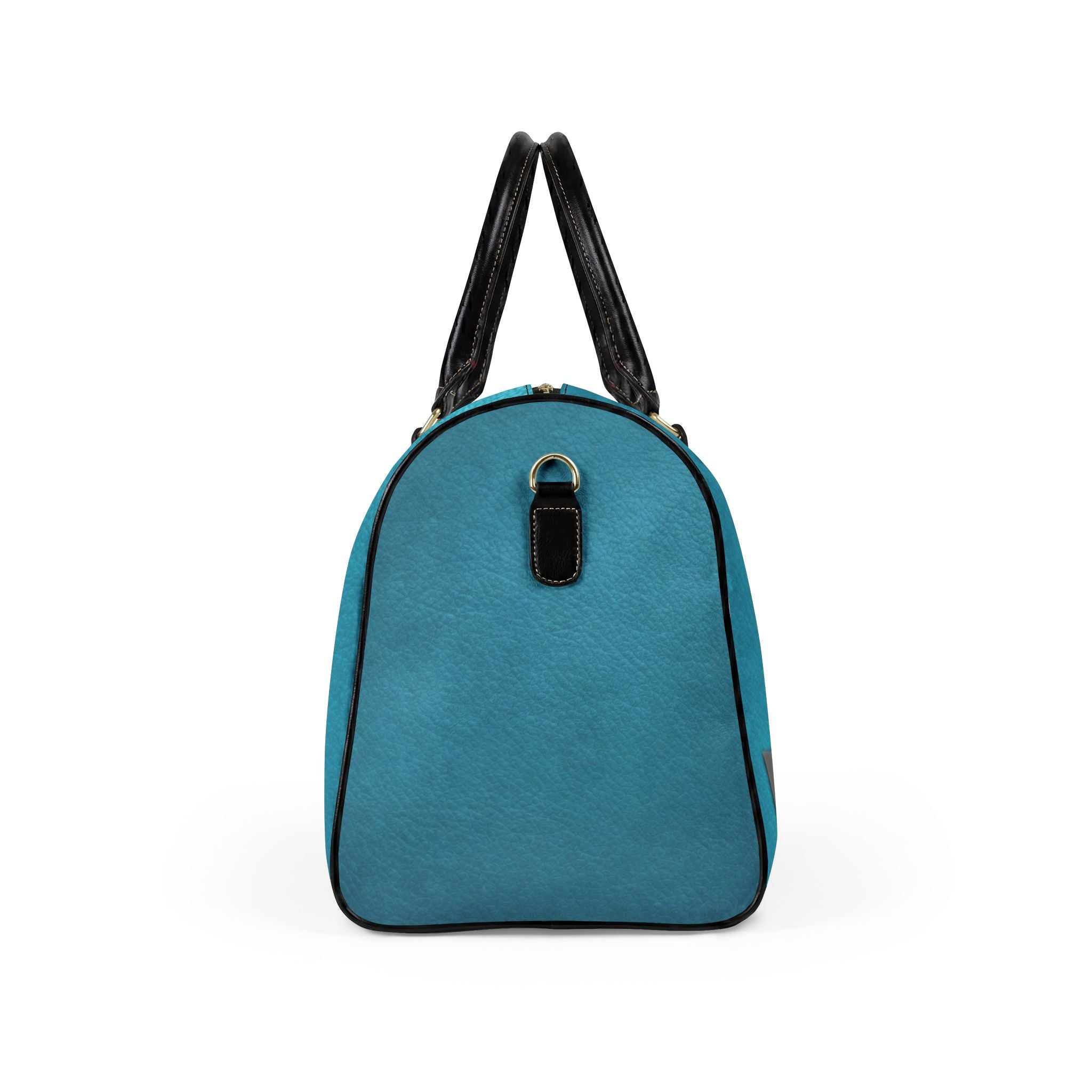 VonTreal Leather Travel Bag — Turquoise Weekender Duffle with Embossed Bird Logo