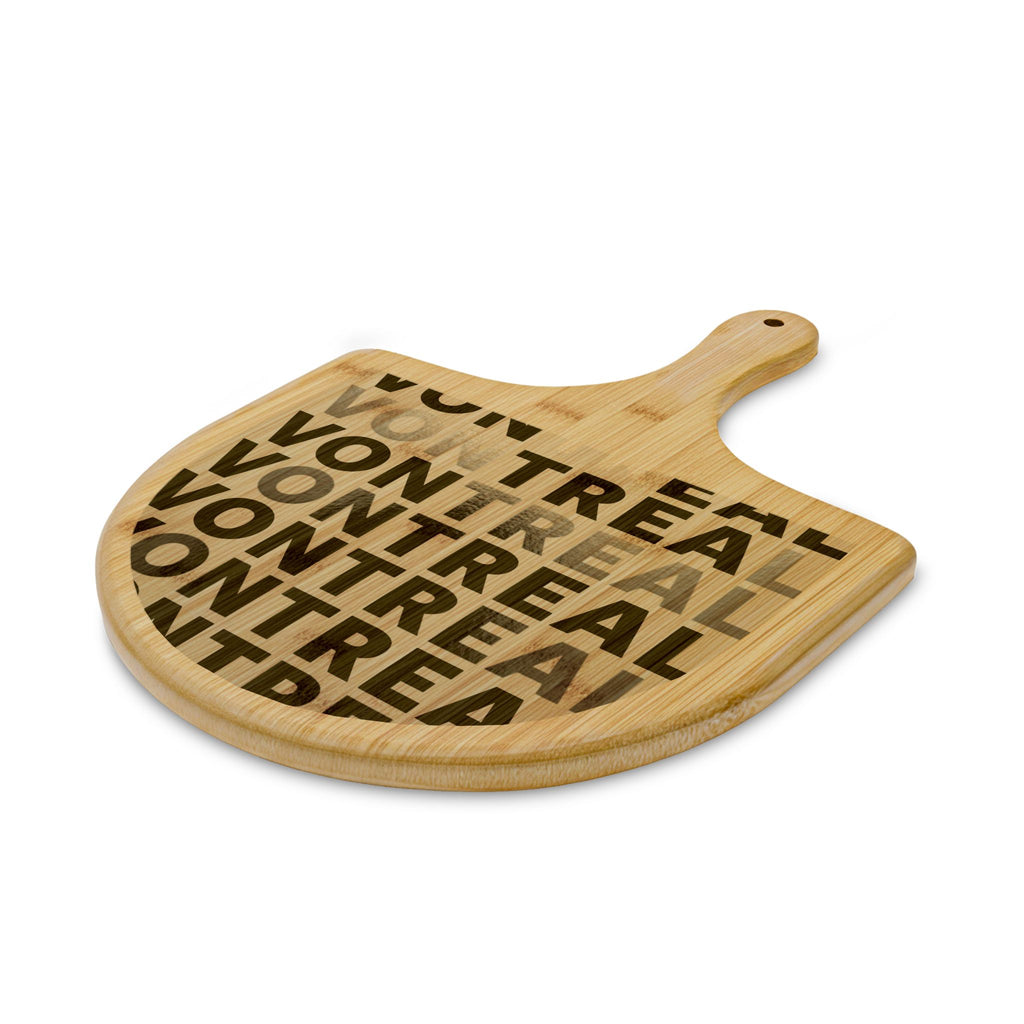 Montreal Bamboo Pizza Board — Engraved City Repeat Design