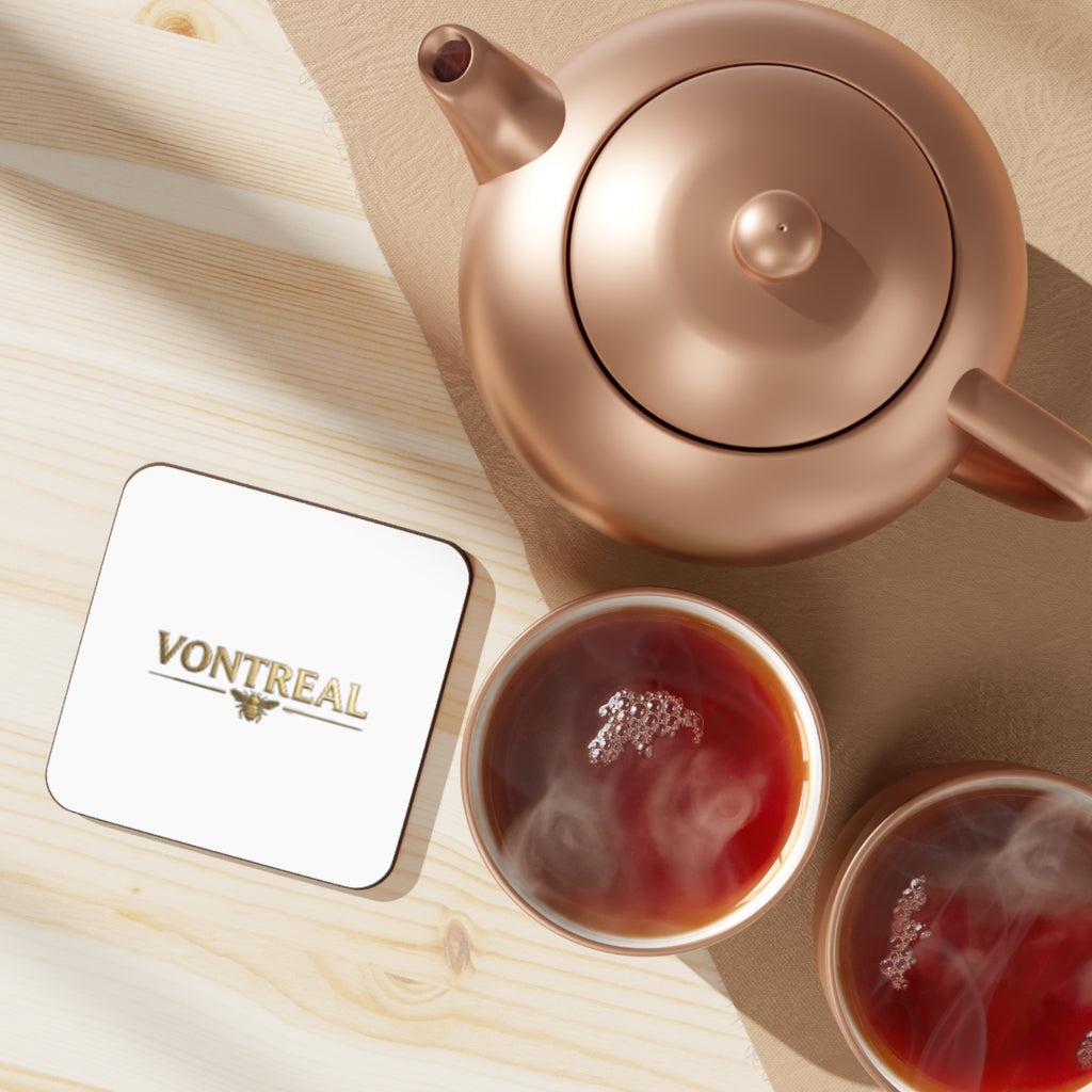 Vontreal Gold Logo Coaster — Decorative Hardboard Drink Coaster