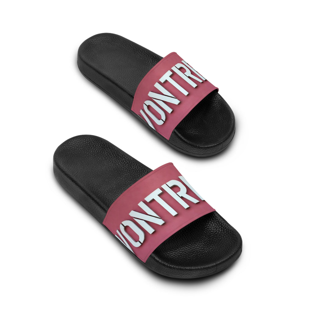 Women's Slide Sandals - Pink Contrast 'MONTEREY' Graphic Pool Slides