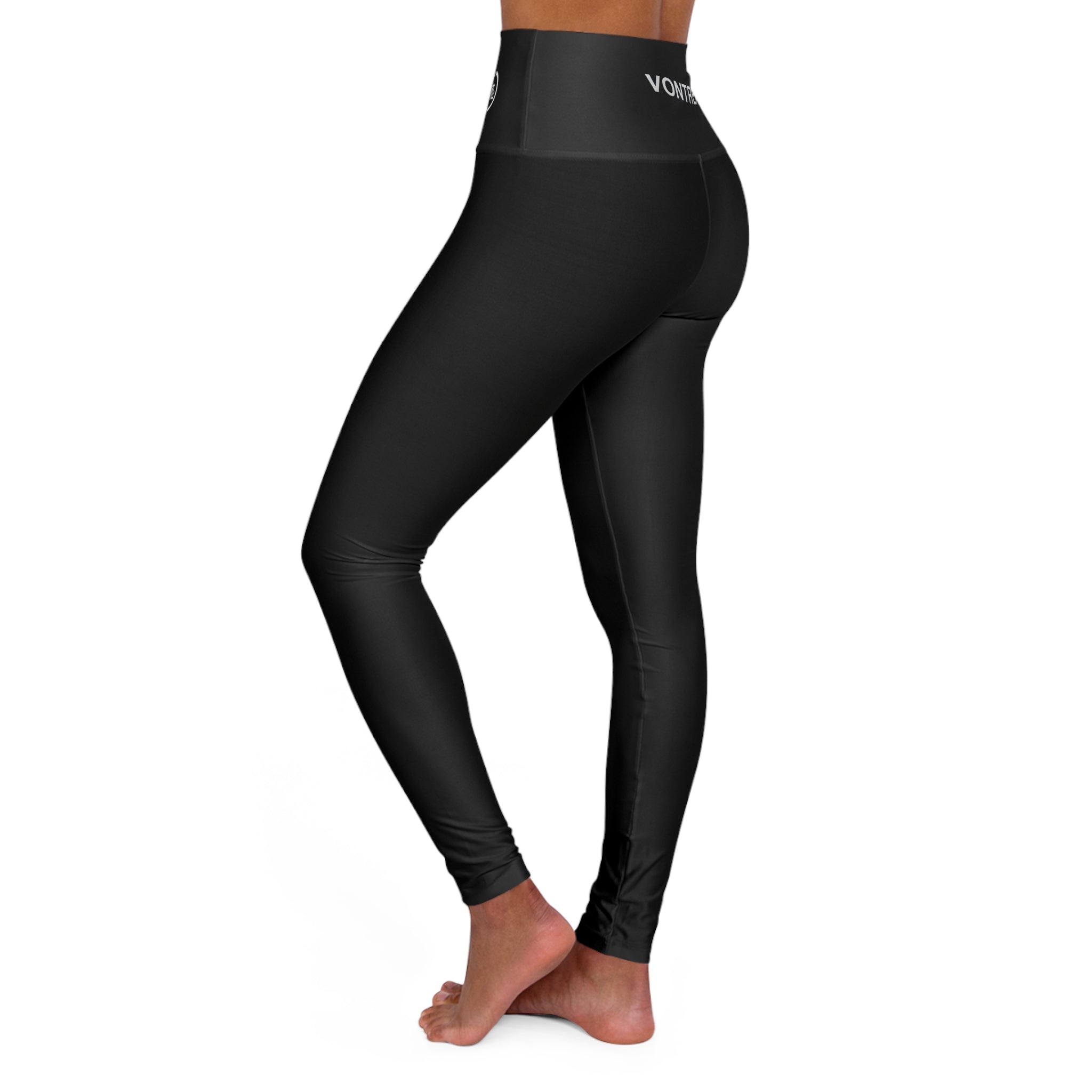 High-Waisted Yoga Leggings – Black Performance Leggings with Vontreal Logo