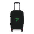 Monogrammed Travel Suitcase – Black Hardshell Carry-On with Green VR Logo