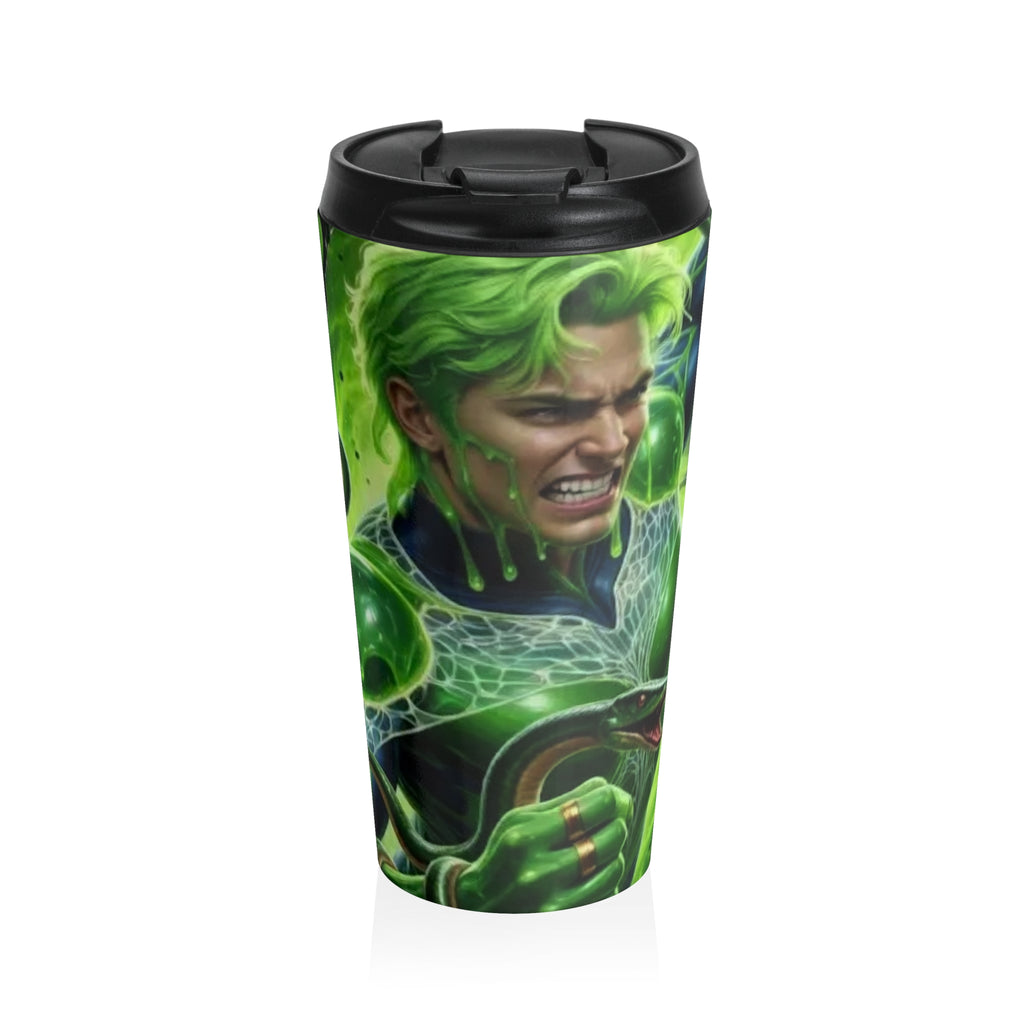 Green Energy Travel Mug — Neon Slime Character Stainless Steel Tumbler