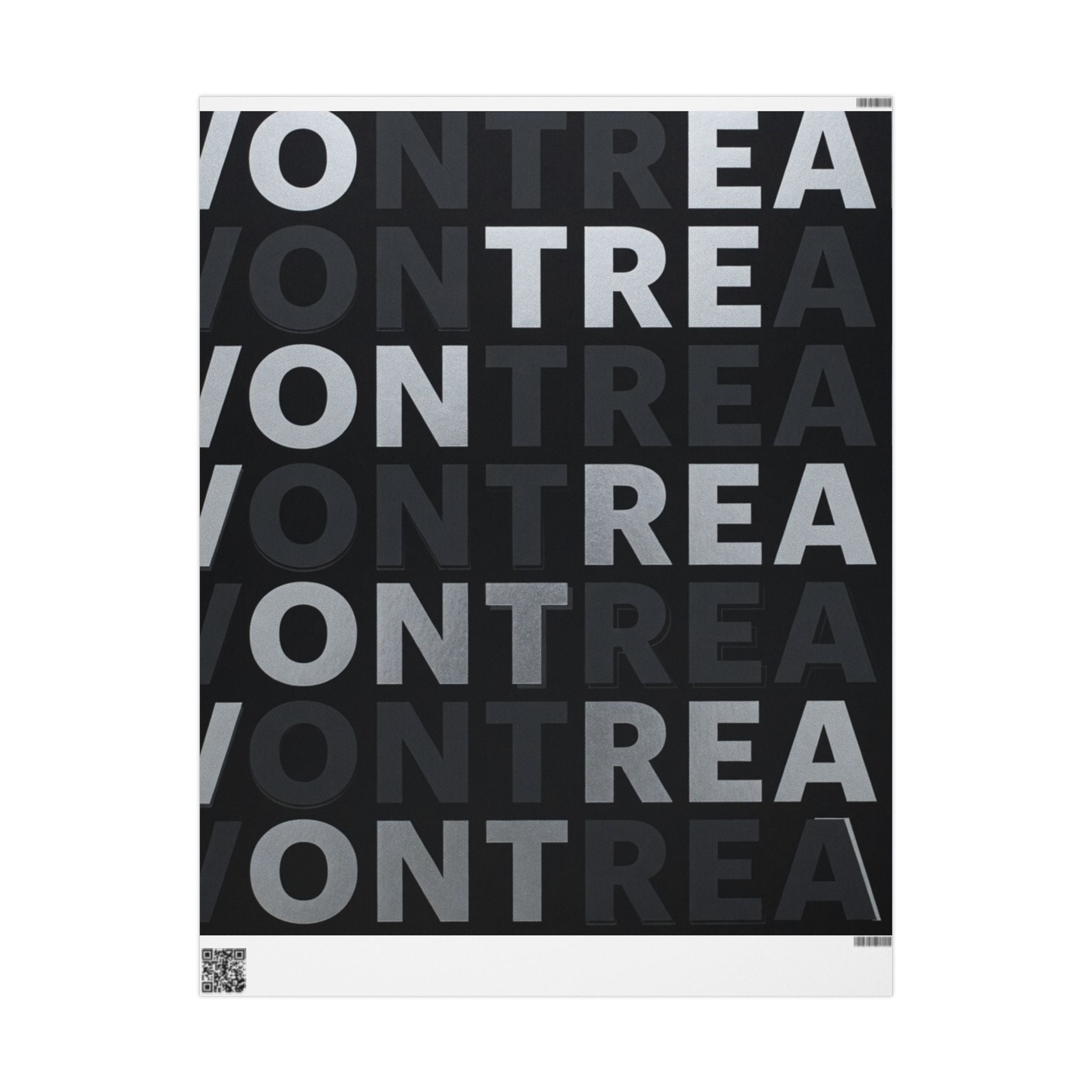 Montreal Typographic Wrapping Paper — Black & Gray City Word Pattern