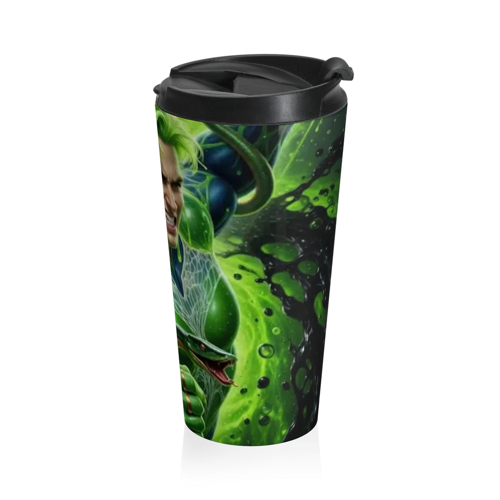 Green Energy Travel Mug — Neon Slime Character Stainless Steel Tumbler