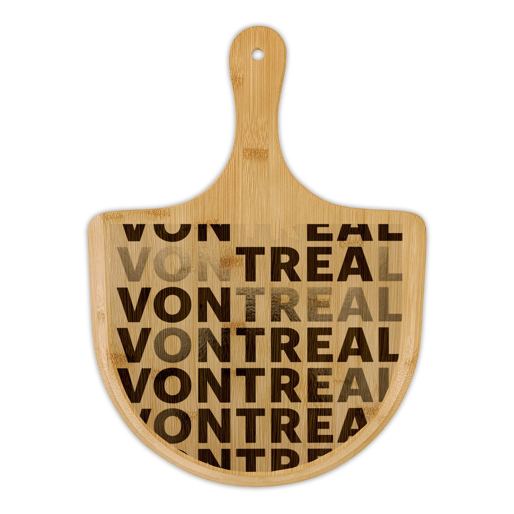 Montreal Bamboo Pizza Board — Engraved City Repeat Design
