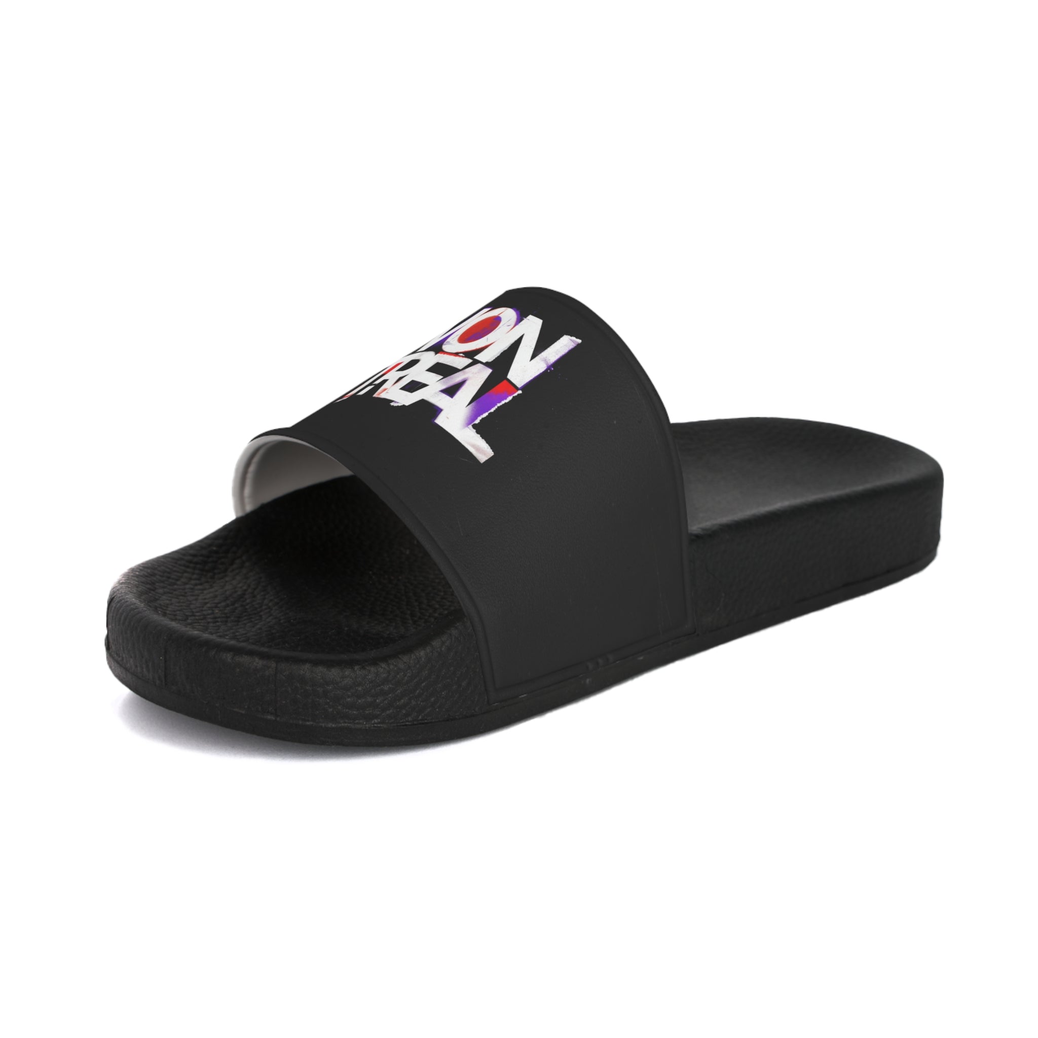 Slide Sandals — Bold 'VON TREAL' Black Pool Slides for Men, Casual Beach & Everyday Wear