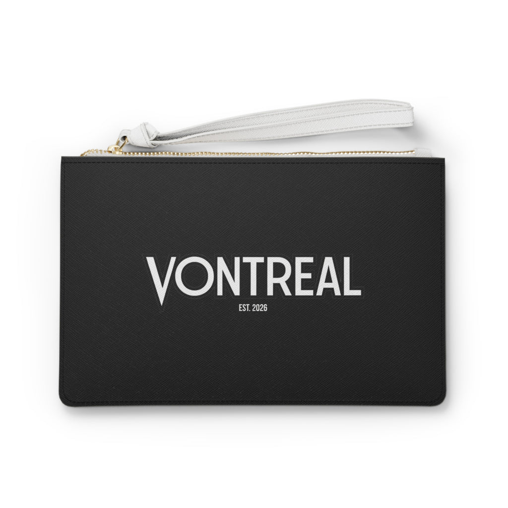 VONTREAL Logo Clutch Bag — Sleek Black Wristlet (Est. 2025)