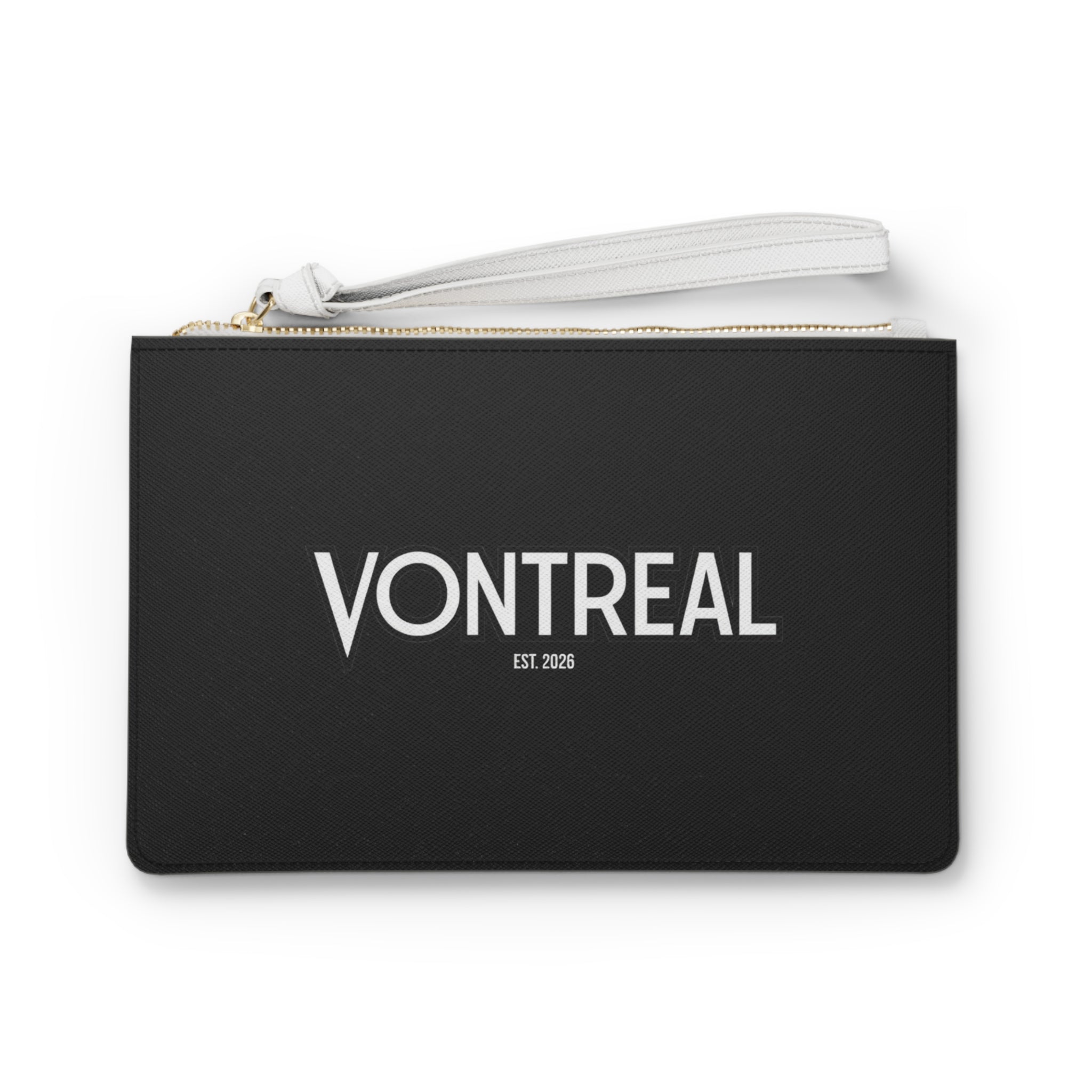 VONTREAL Logo Clutch Bag — Sleek Black Wristlet (Est. 2025)