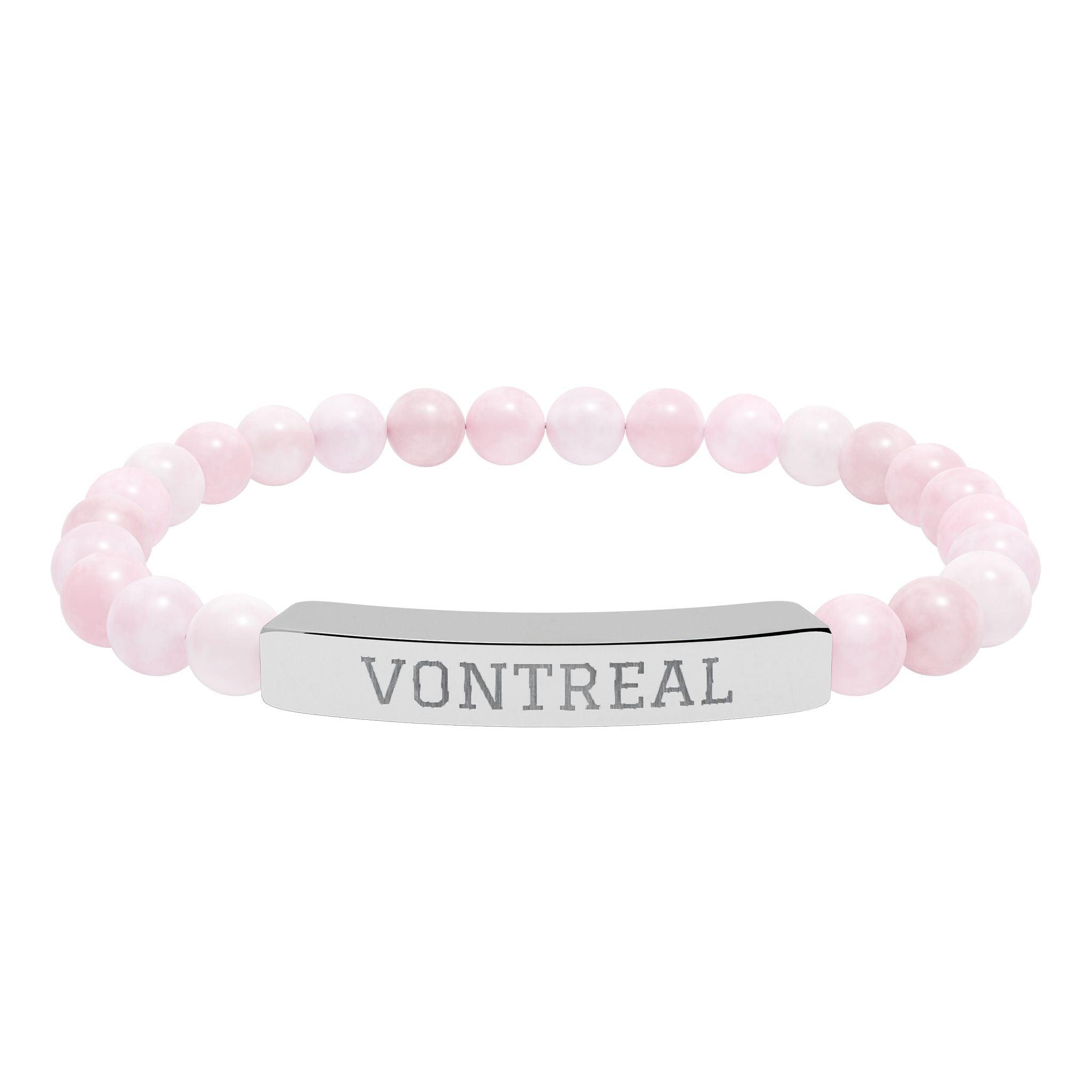 Engraved Natural Stone Bead Bar Bracelet – Personalized Stretch Healing Gem Bracelet