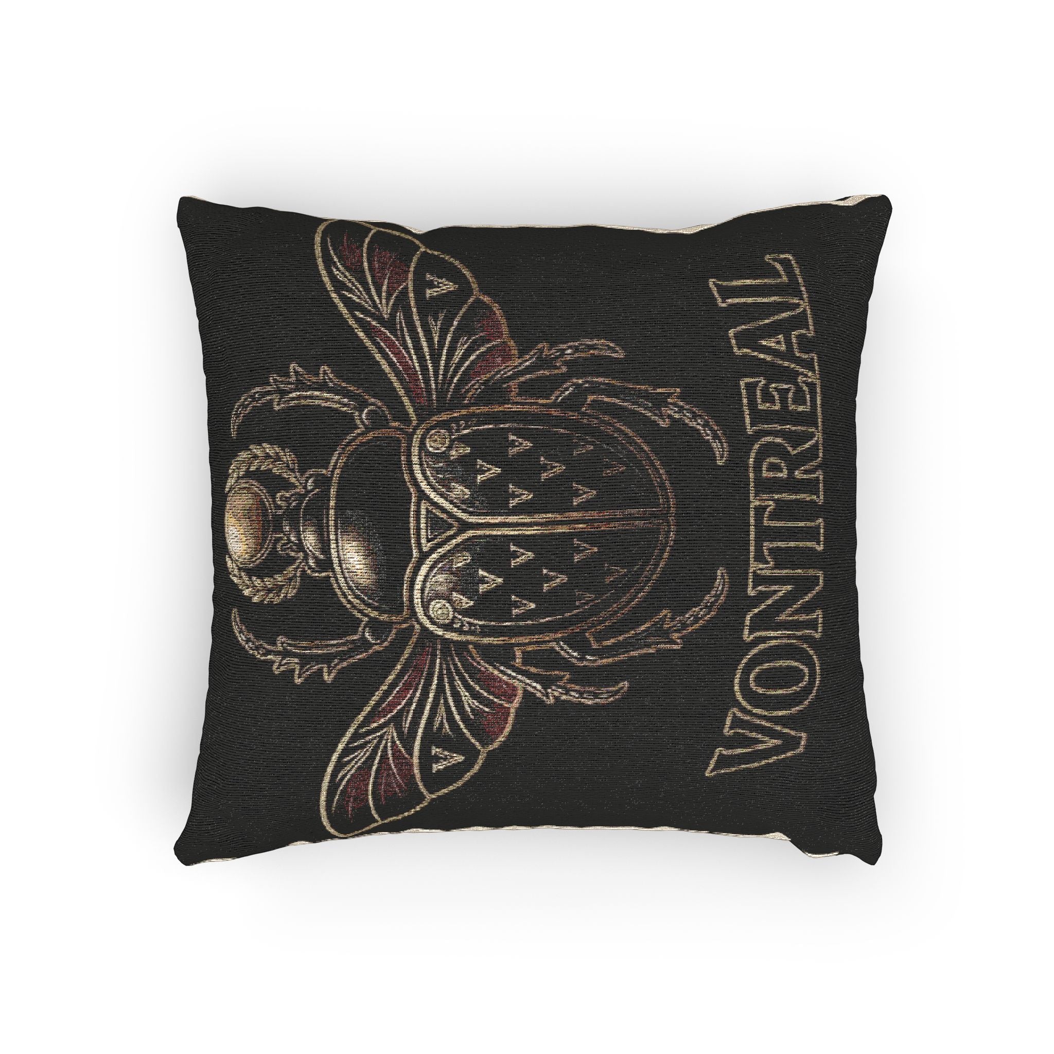 Montreal Scarab Woven Pillow — Vintage Beetle Decorative Throw Pillow