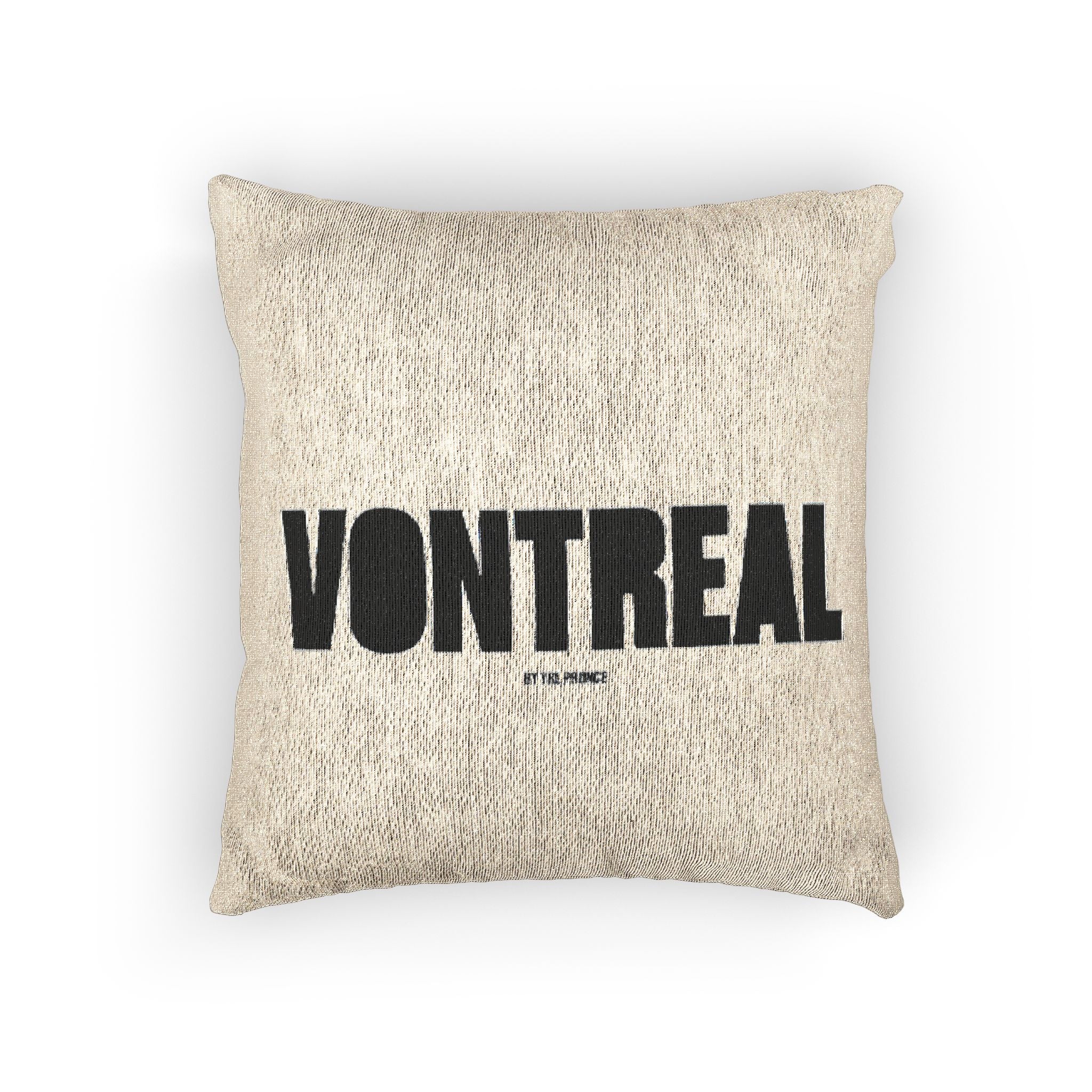 Montreal Woven Throw Pillow — Vintage Text City Decor