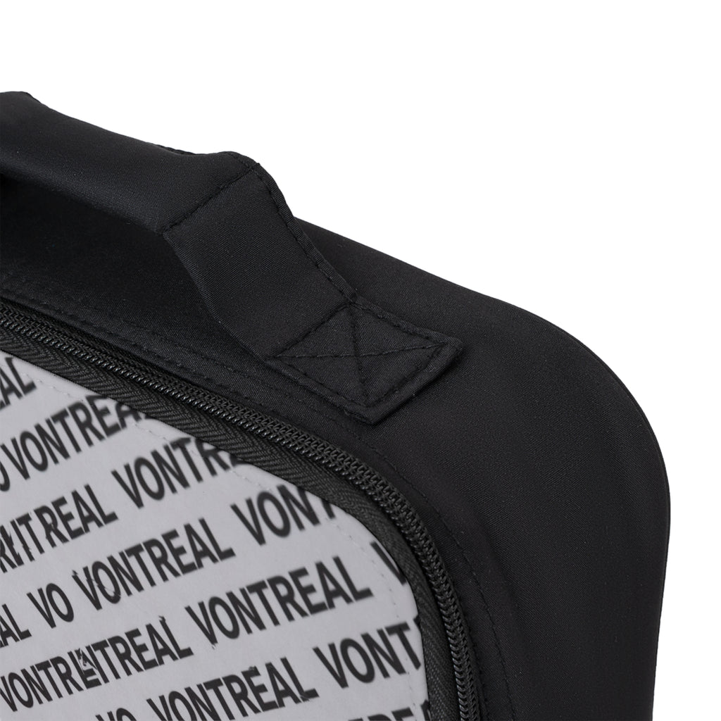 Lunch Bag — Repeating 'VONTREAL' Modern Logo Pattern (Gray & Pink)
