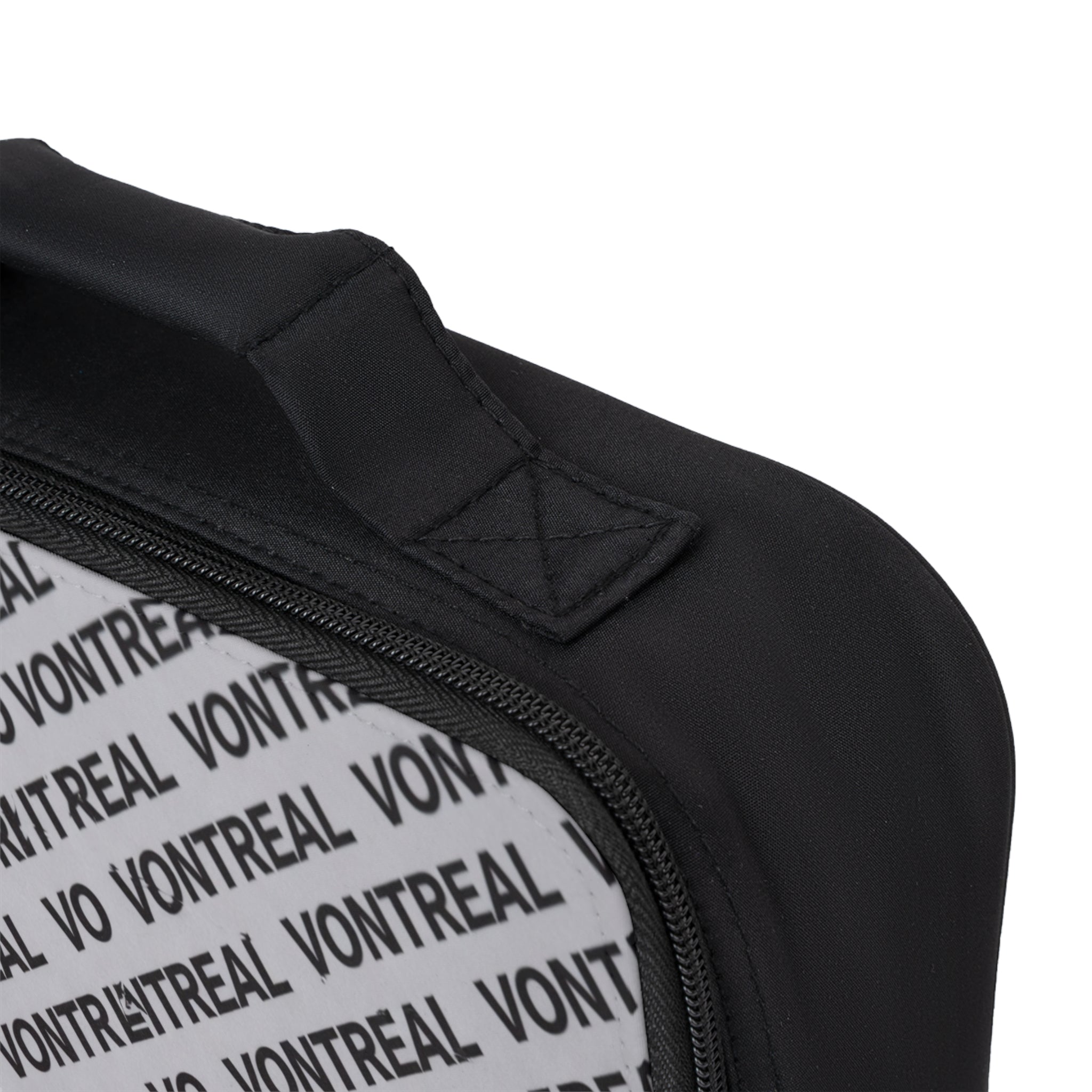 Lunch Bag — Repeating 'VONTREAL' Modern Logo Pattern (Gray & Pink)