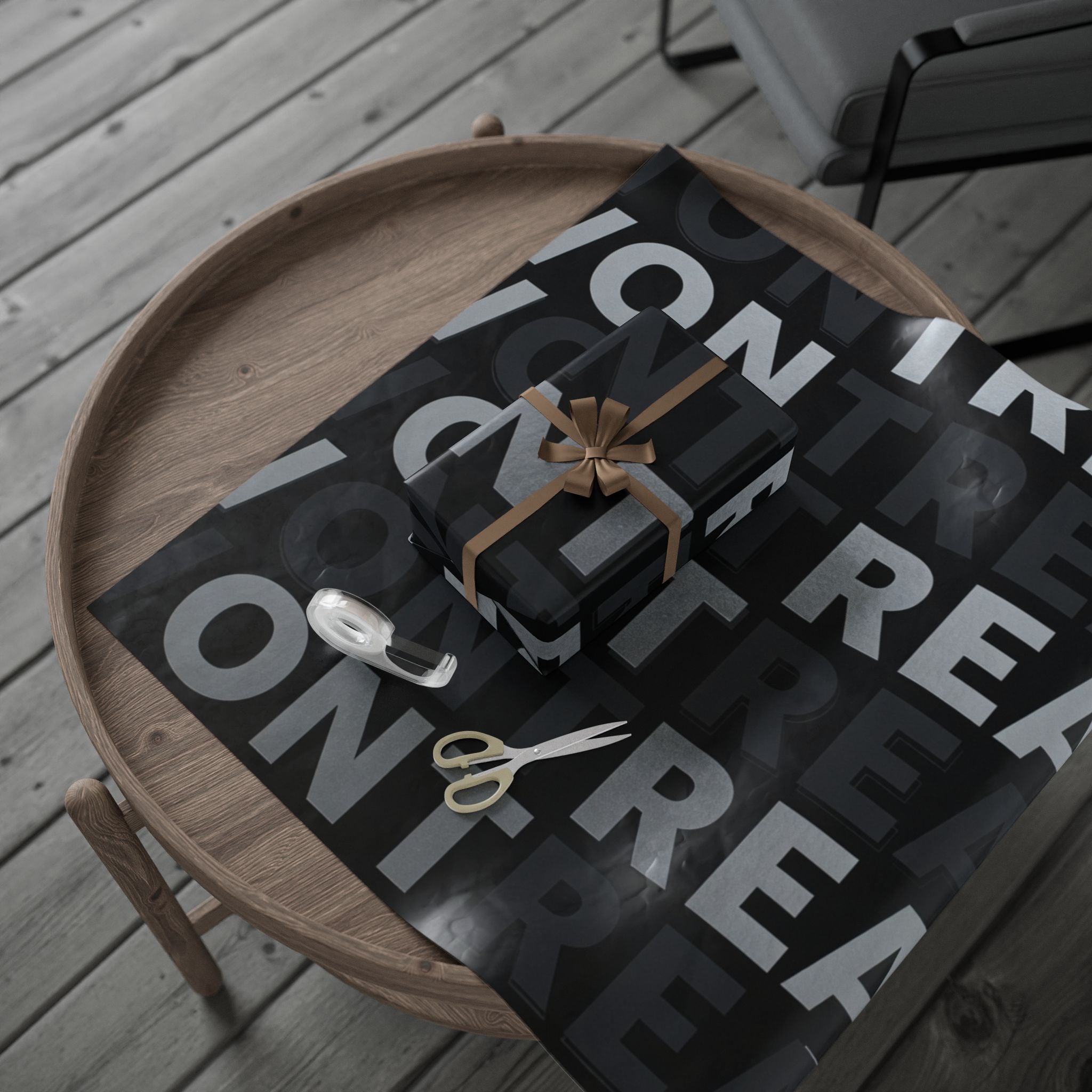 Montreal Typographic Wrapping Paper — Black & Gray City Word Pattern