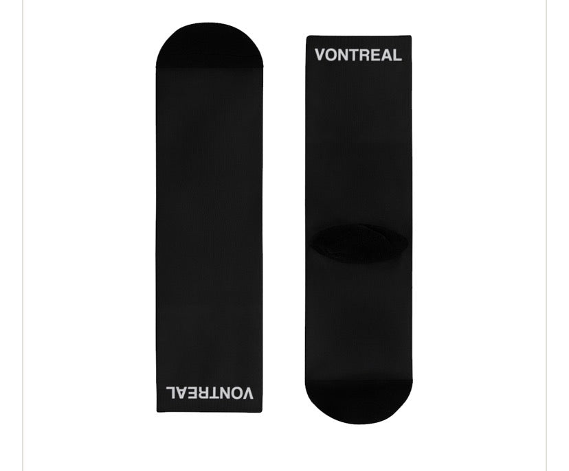 Black Sublimation Crew Socks with 'VONTREAL' Branding