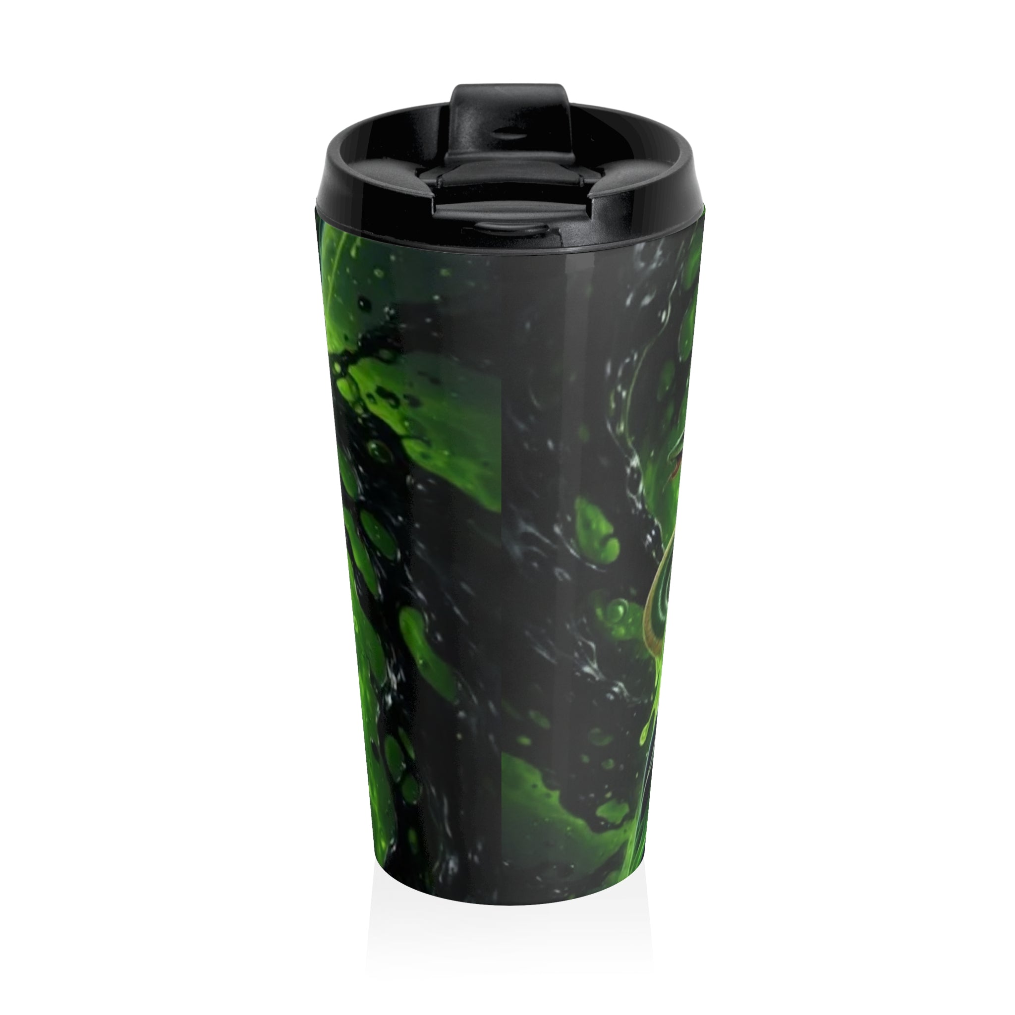 Green Energy Travel Mug — Neon Slime Character Stainless Steel Tumbler