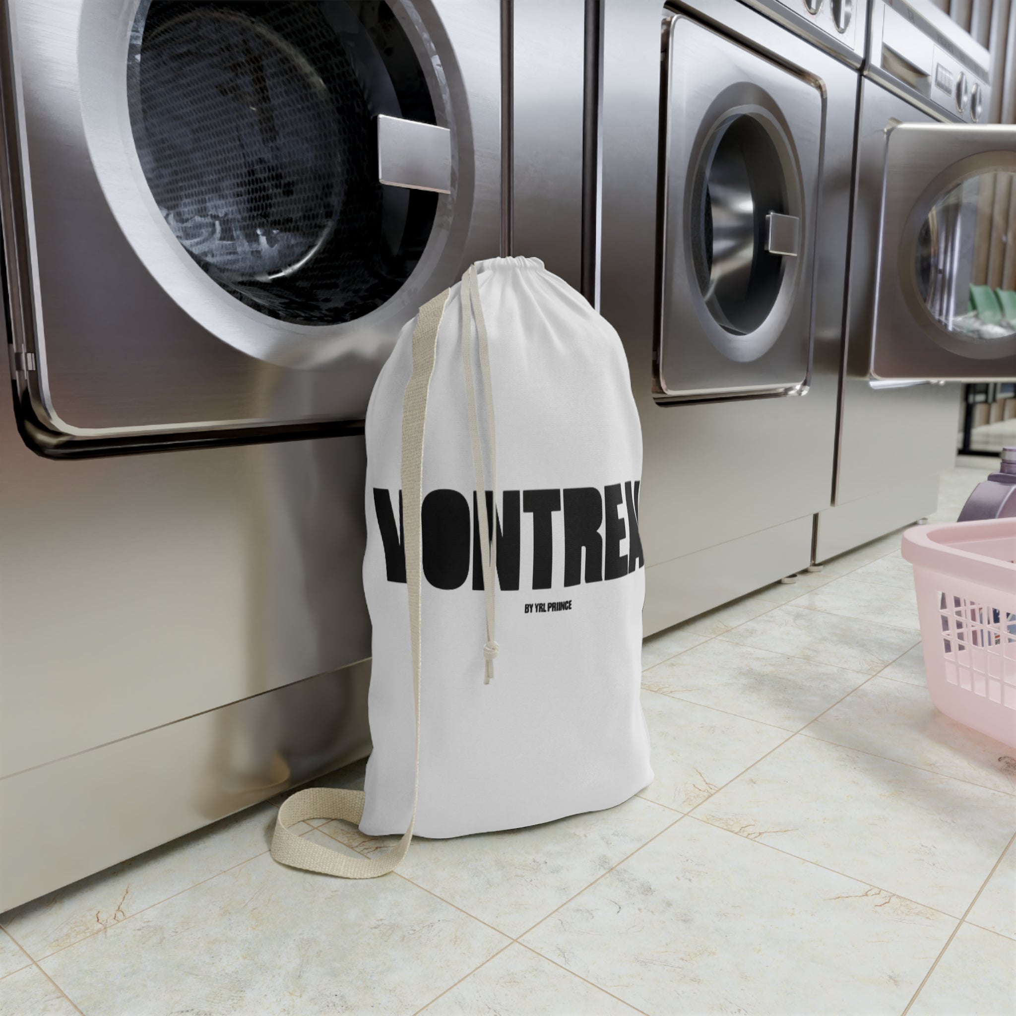 Vontreal Bold Logo Laundry Bag — Canvas Drawstring Laundry Sack