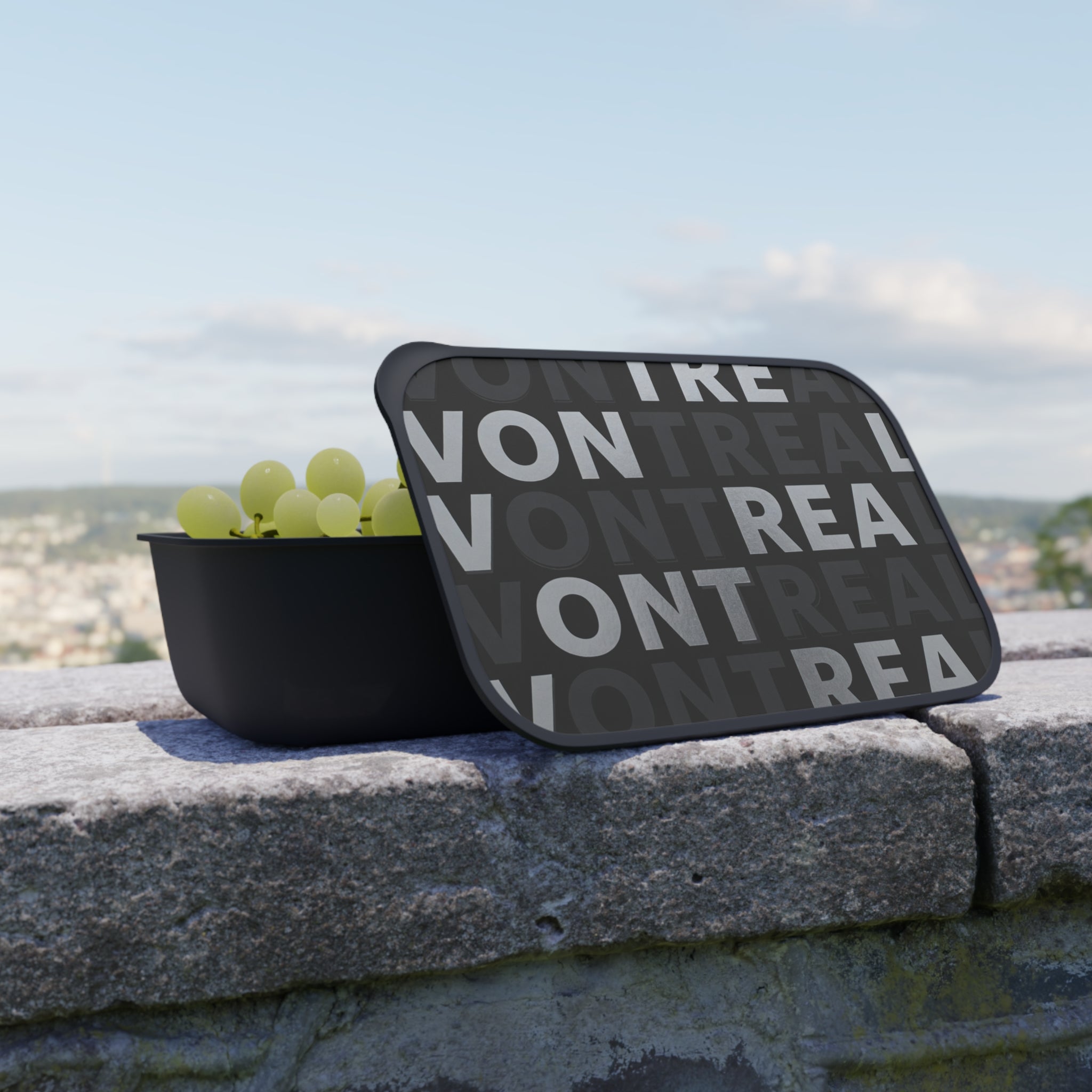 Montreal Repeat Pattern PLA Bento Box with Band & Utensils