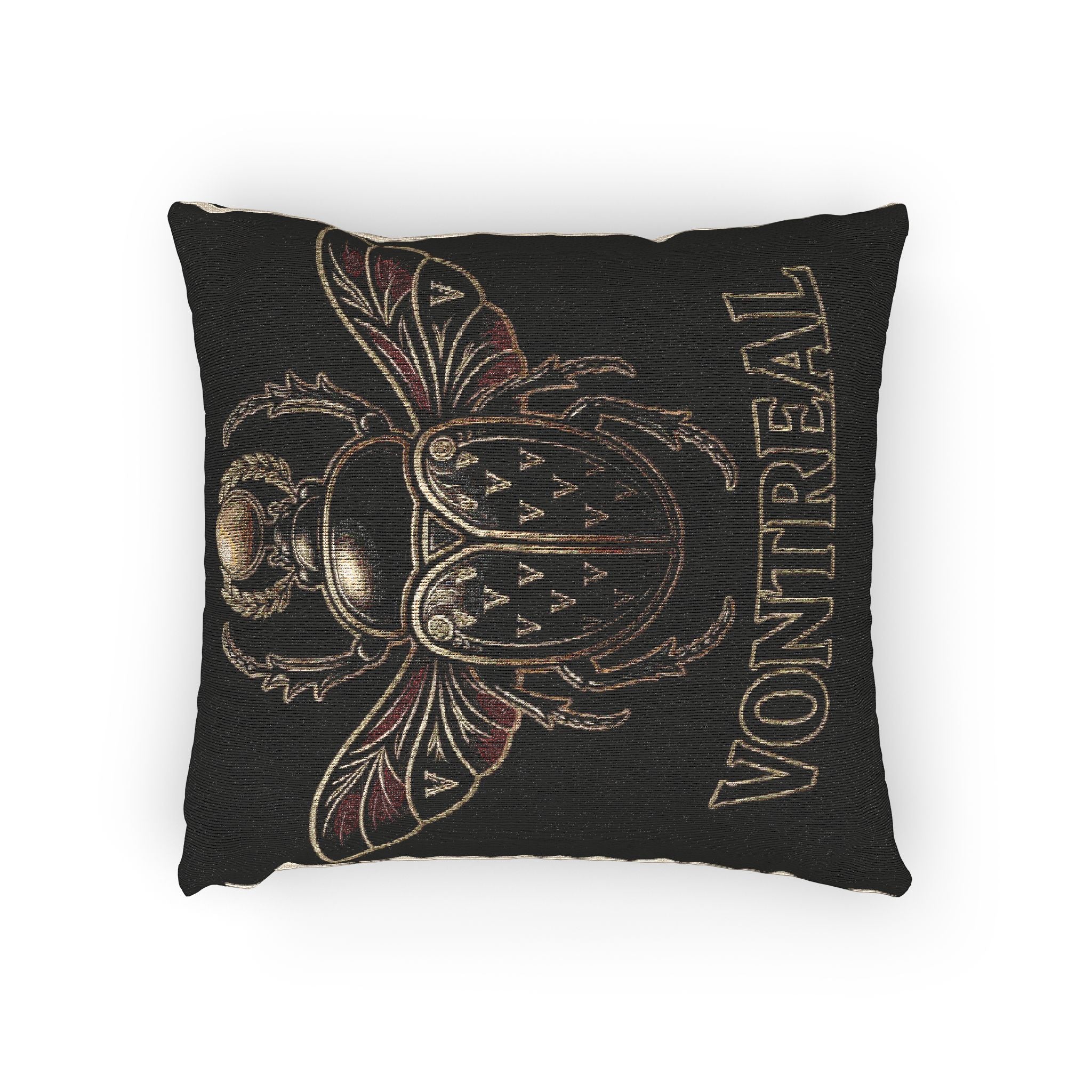 Montreal Scarab Woven Pillow — Vintage Beetle Decorative Throw Pillow