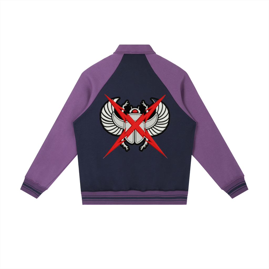 Contrast Raglan Sleeve Baseball Jacket