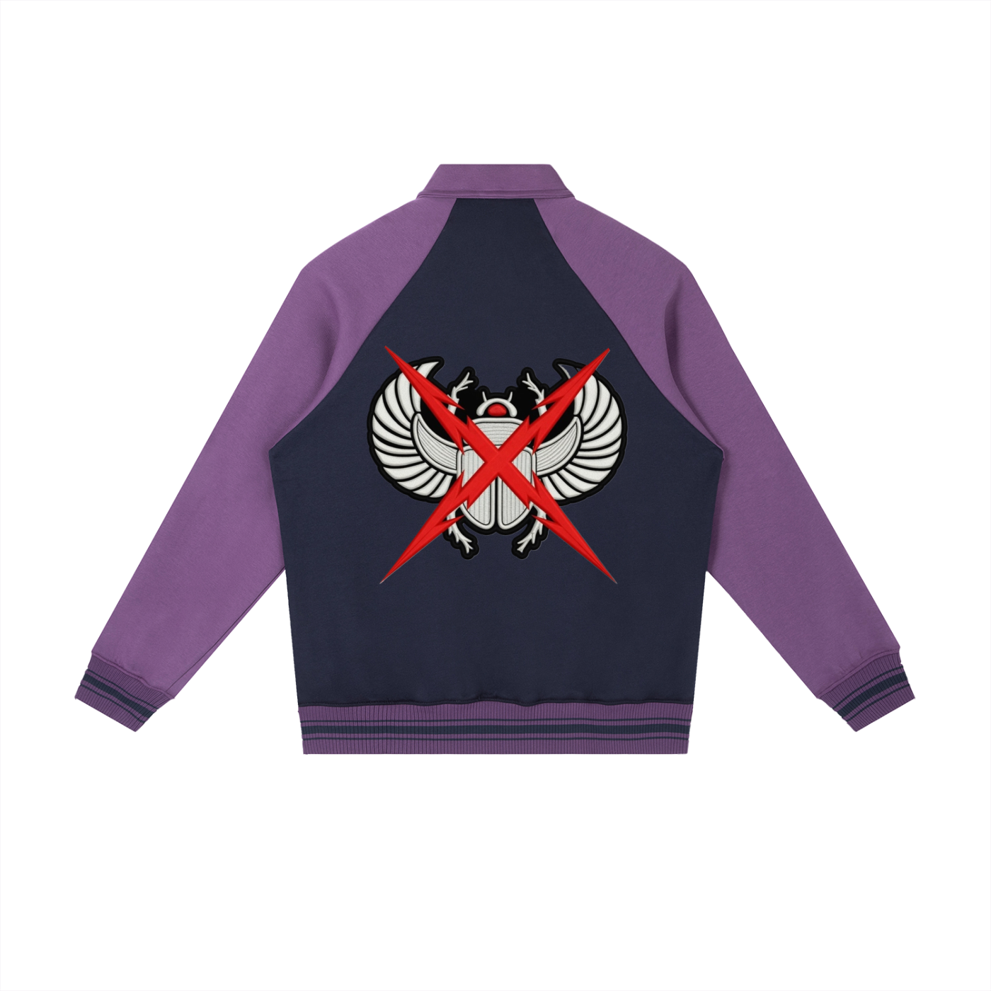 Contrast Raglan Sleeve Baseball Jacket
