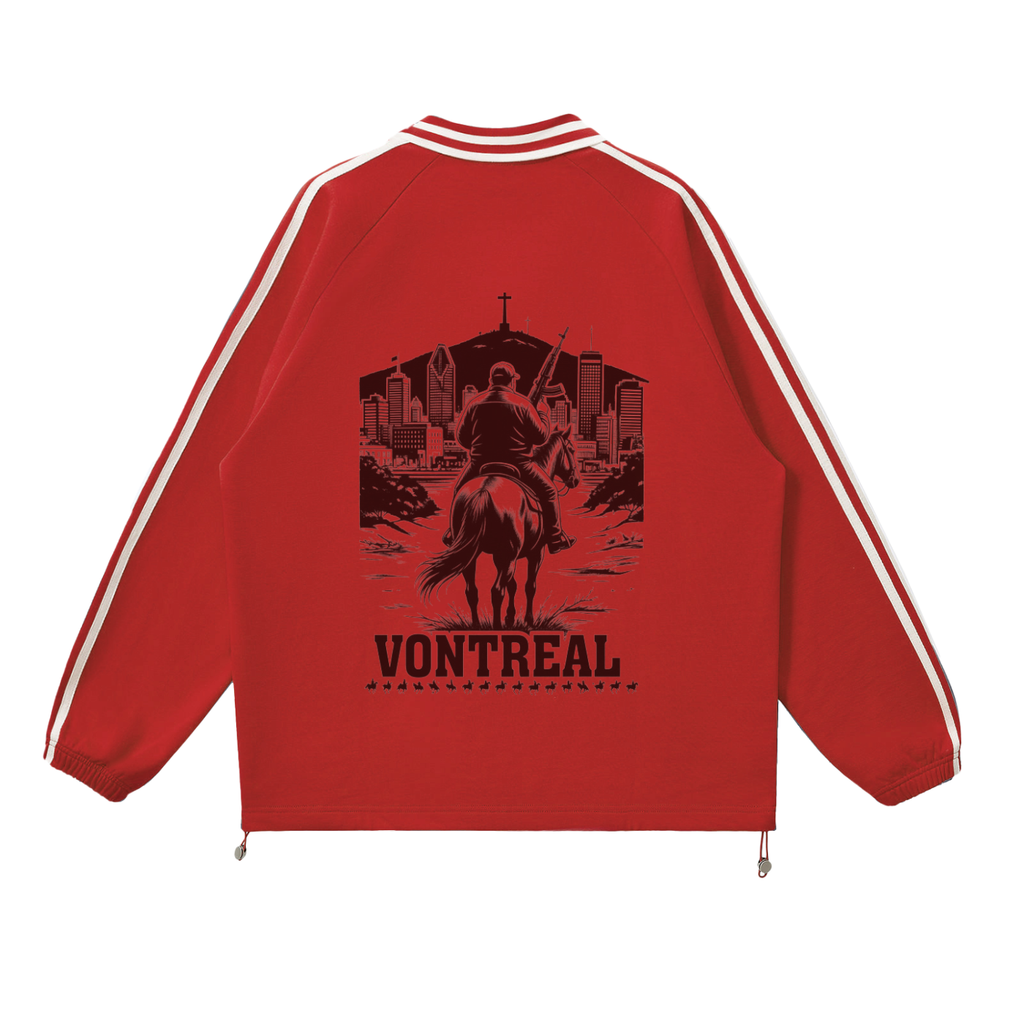 Contrast Striped Lapel Collar Sweatshirt
