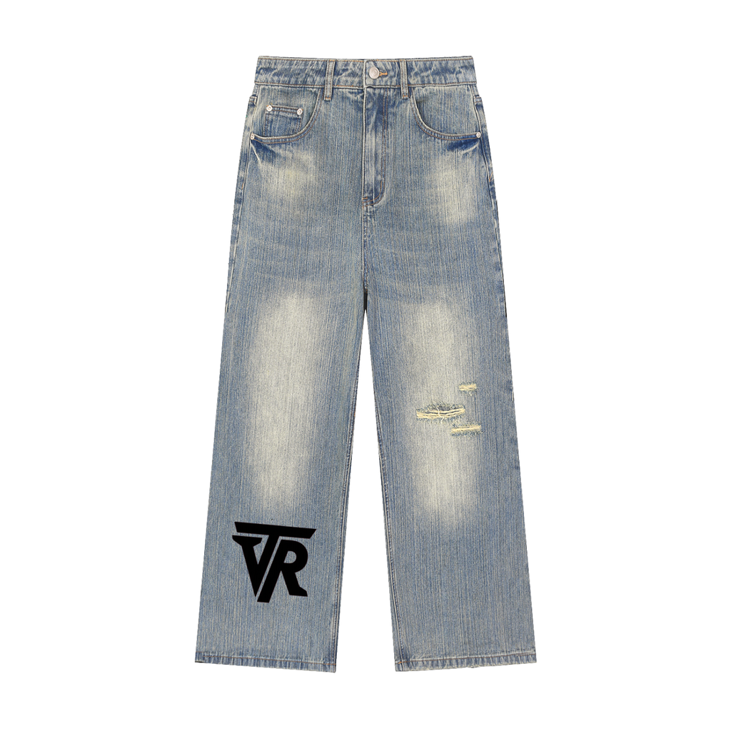 Vintage Wash Distressed Denim Jeans