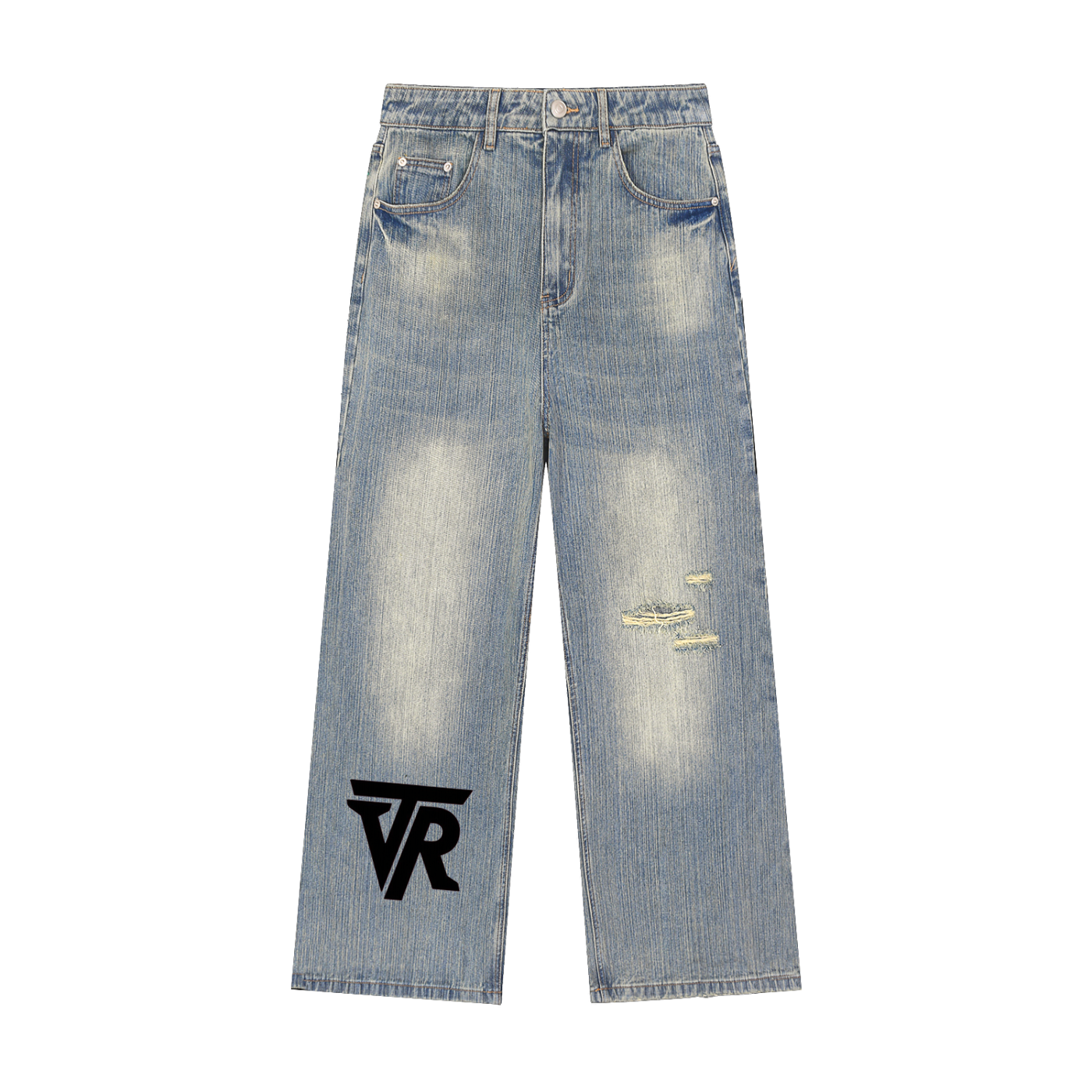 Vintage Wash Distressed Denim Jeans