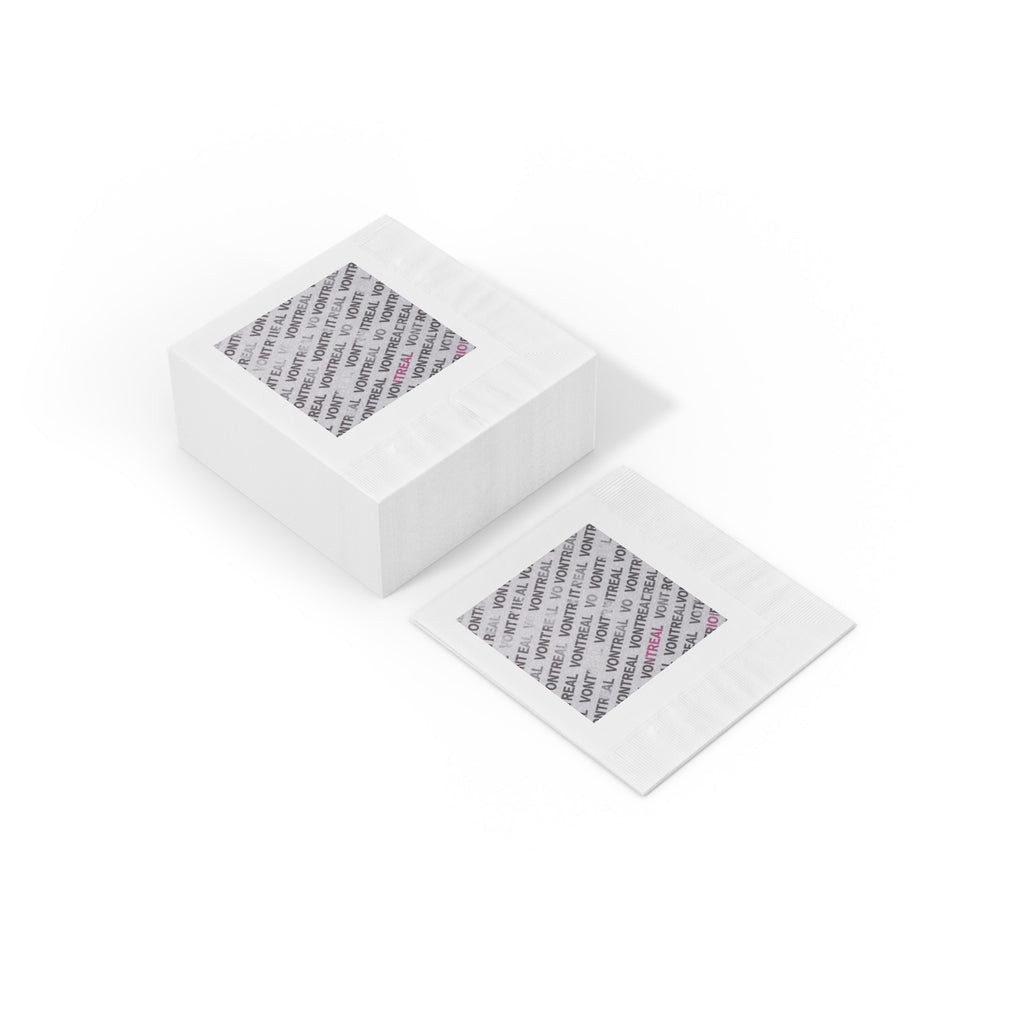 Branded Square Paper Napkins — 'VONTREAL' Coined Logo Accent