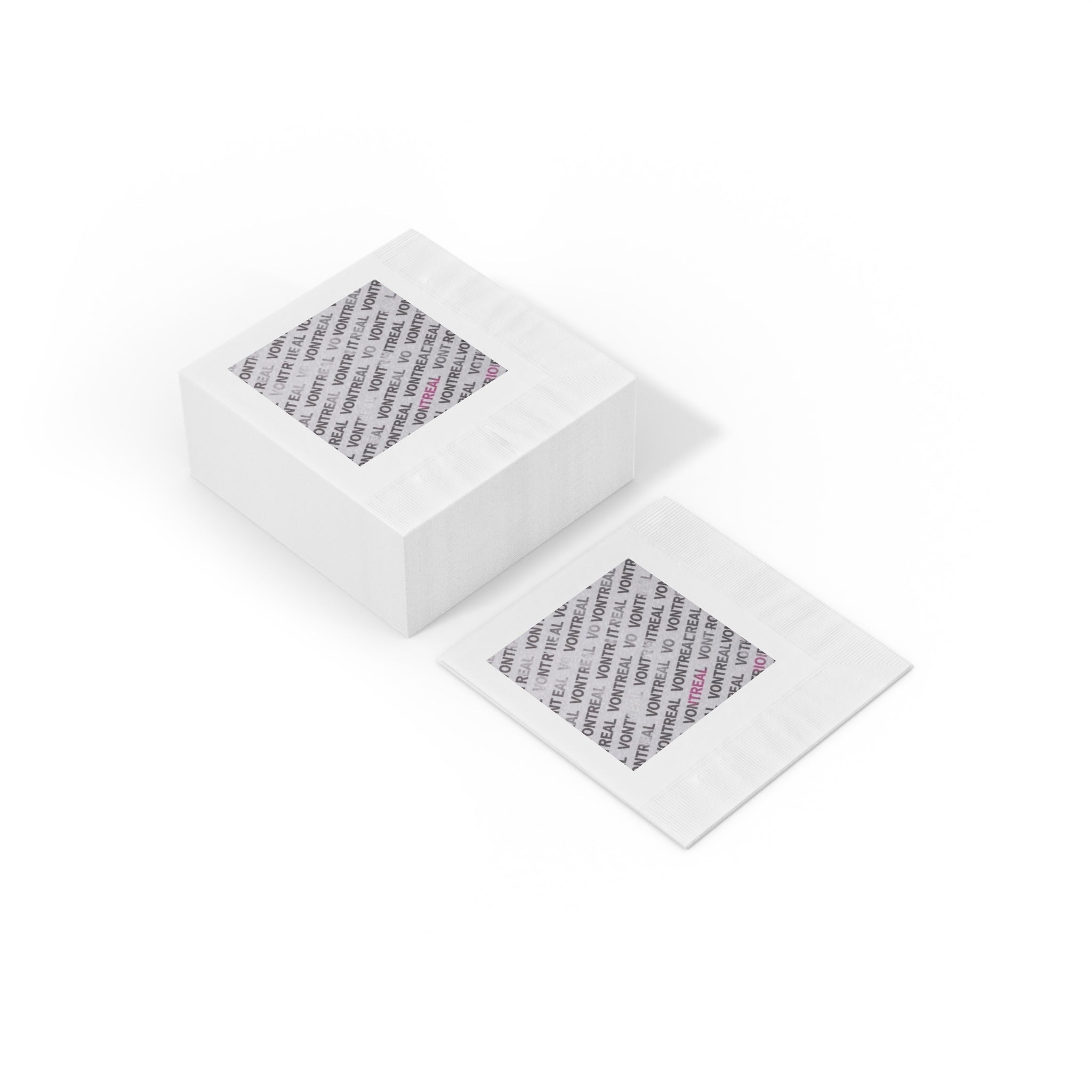 Branded Square Paper Napkins — 'VONTREAL' Coined Logo Accent
